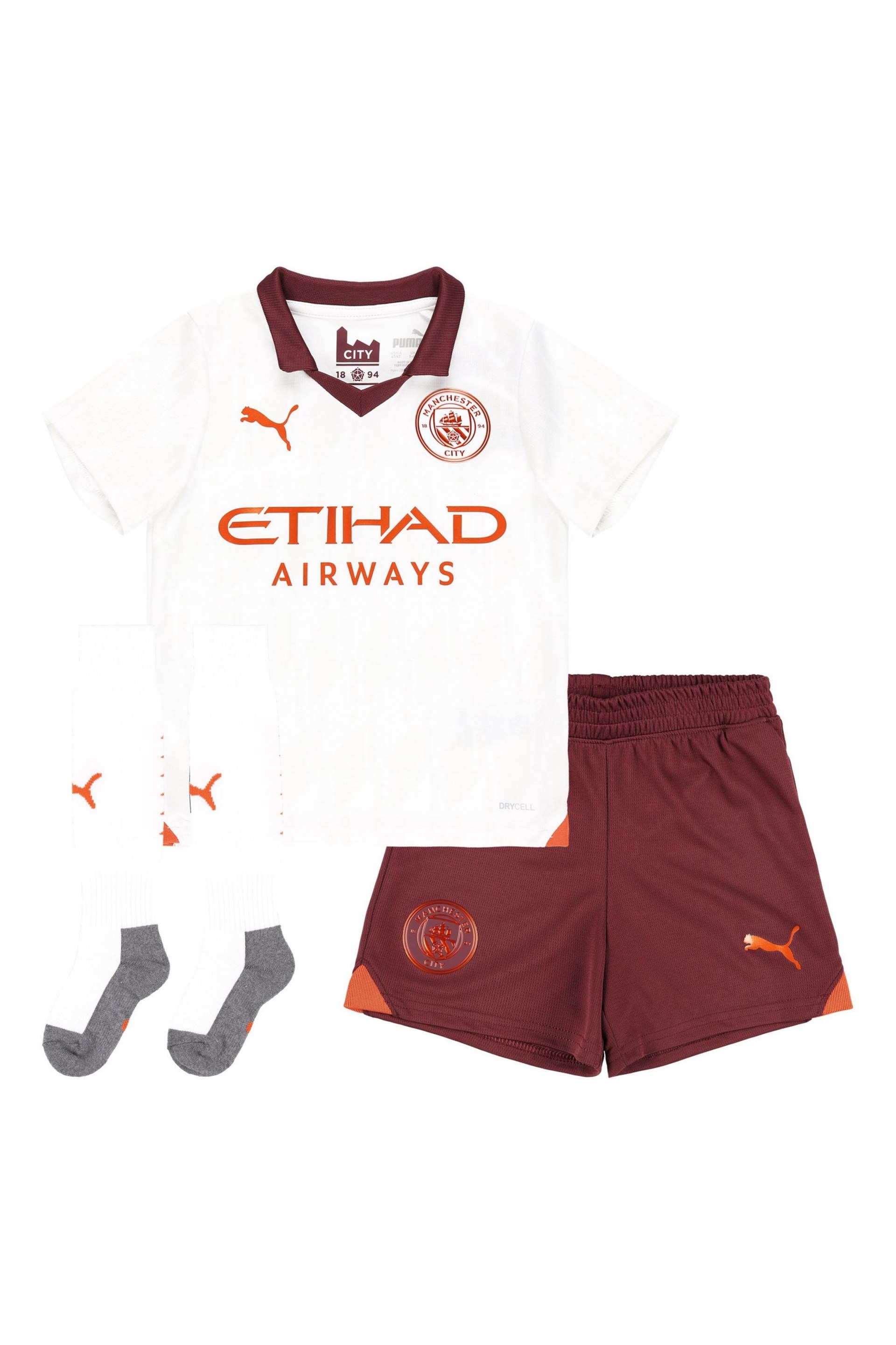 Puma White Manchester City Away 23/24 Minikit - Image 1 of 6