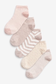 Oatmeal Cream/White Stripe Trainer Socks 5 Pack - Image 1 of 1