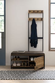 Dark Natural Bronx Bronx Oak Effect Storage Bench and Coat Stand - Image 1 of 8