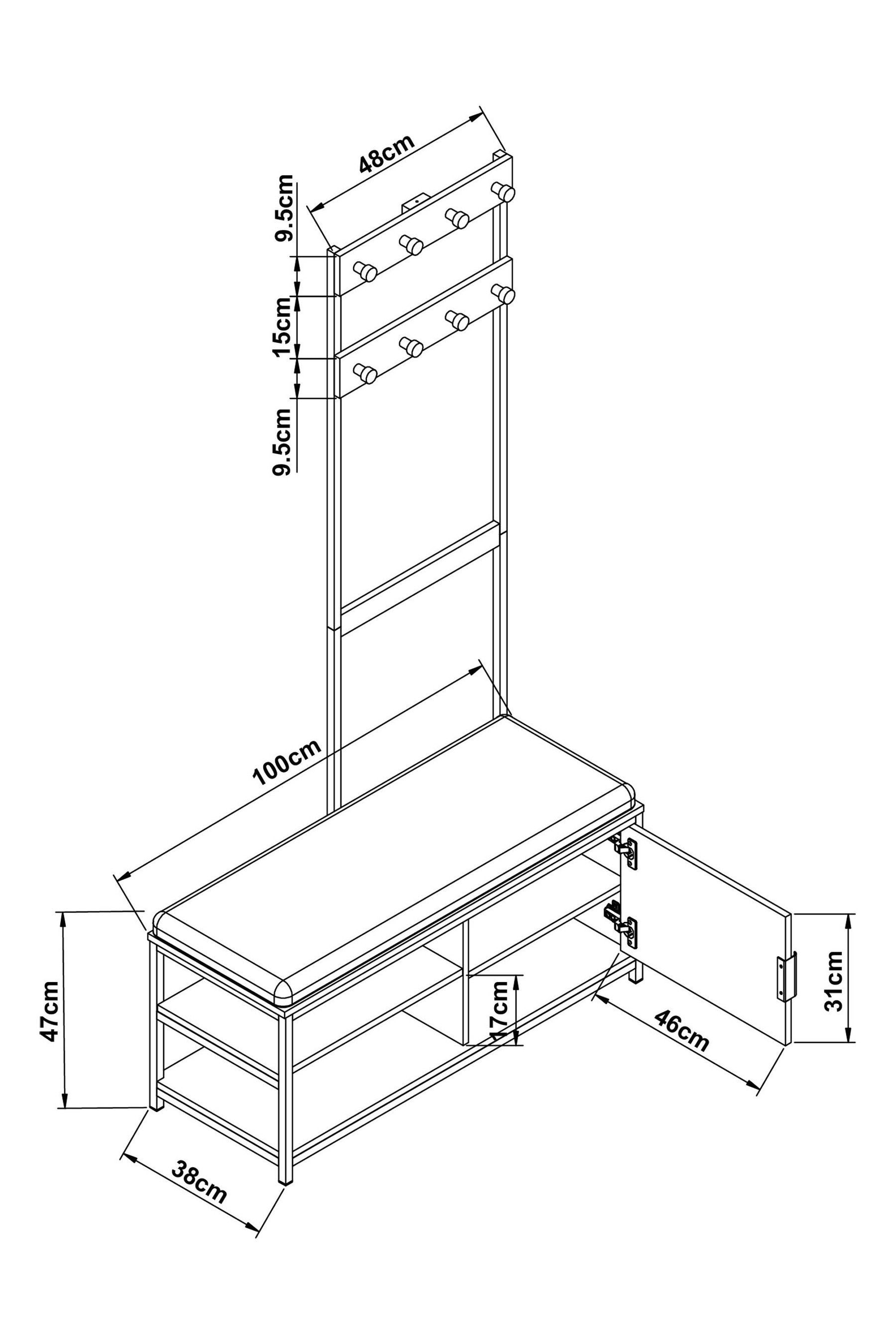 Buy Dark Natural Bronx Bronx Oak Effect Storage Bench and Coat Stand from the Next UK online shop