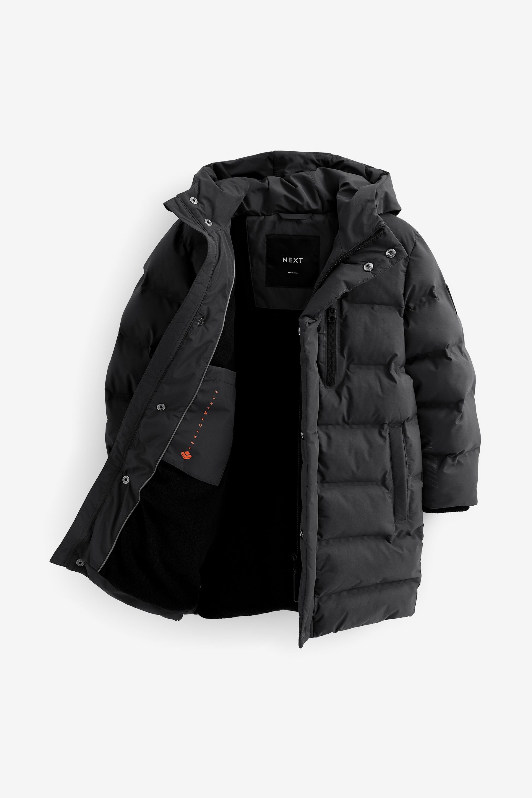 Buy Black Fleece Lined Longline Puffer Coat 3 17yrs from Next Luxembourg