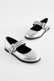 Silver Metallic Stud Strap Mary Jane Shoes - Image 2 of 5