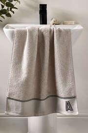 Natural Monogram Hand 100% Cotton Towel - Image 4 of 6