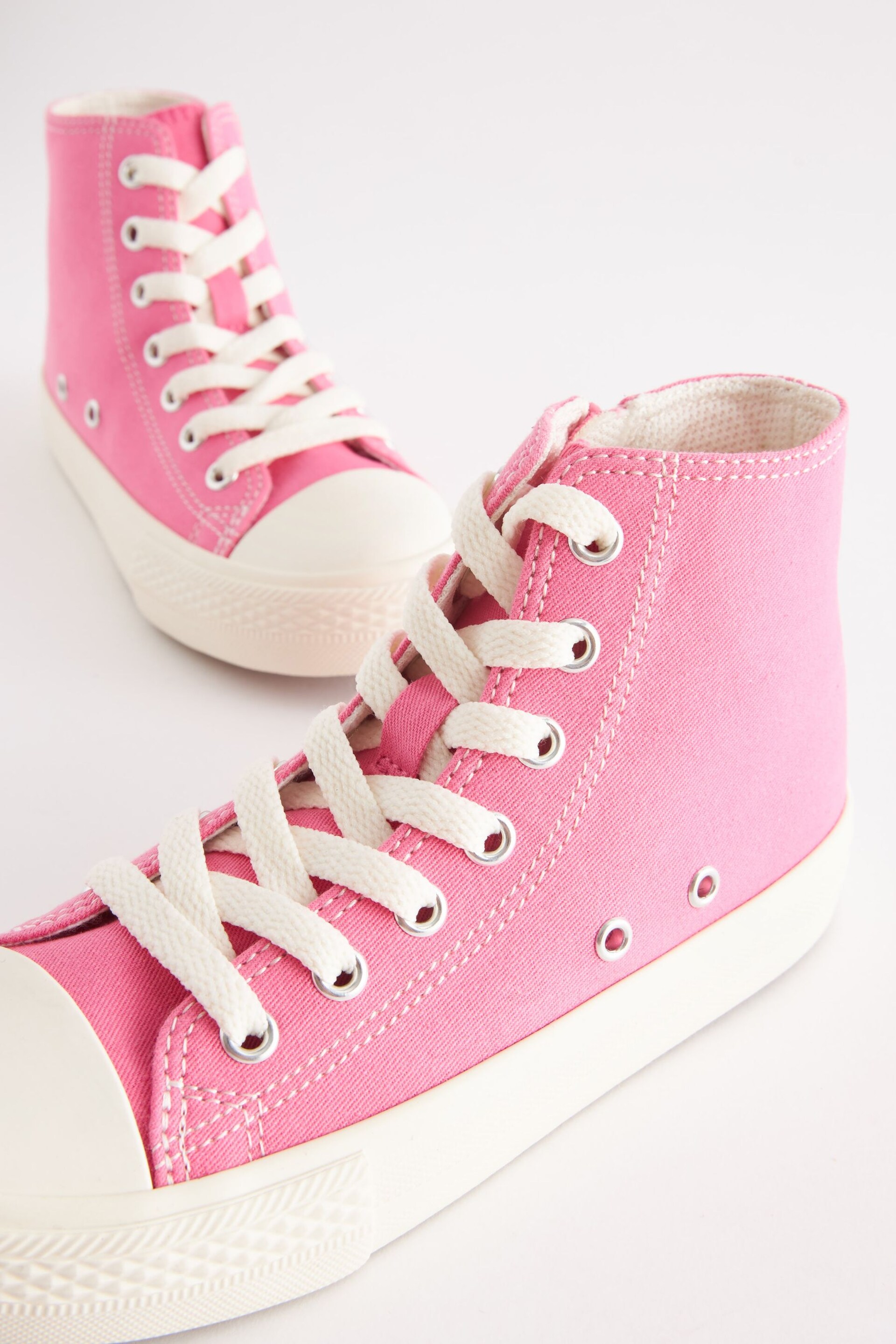 Pink Standard Fit (F) Lace-Up High Top Trainers - Image 3 of 5