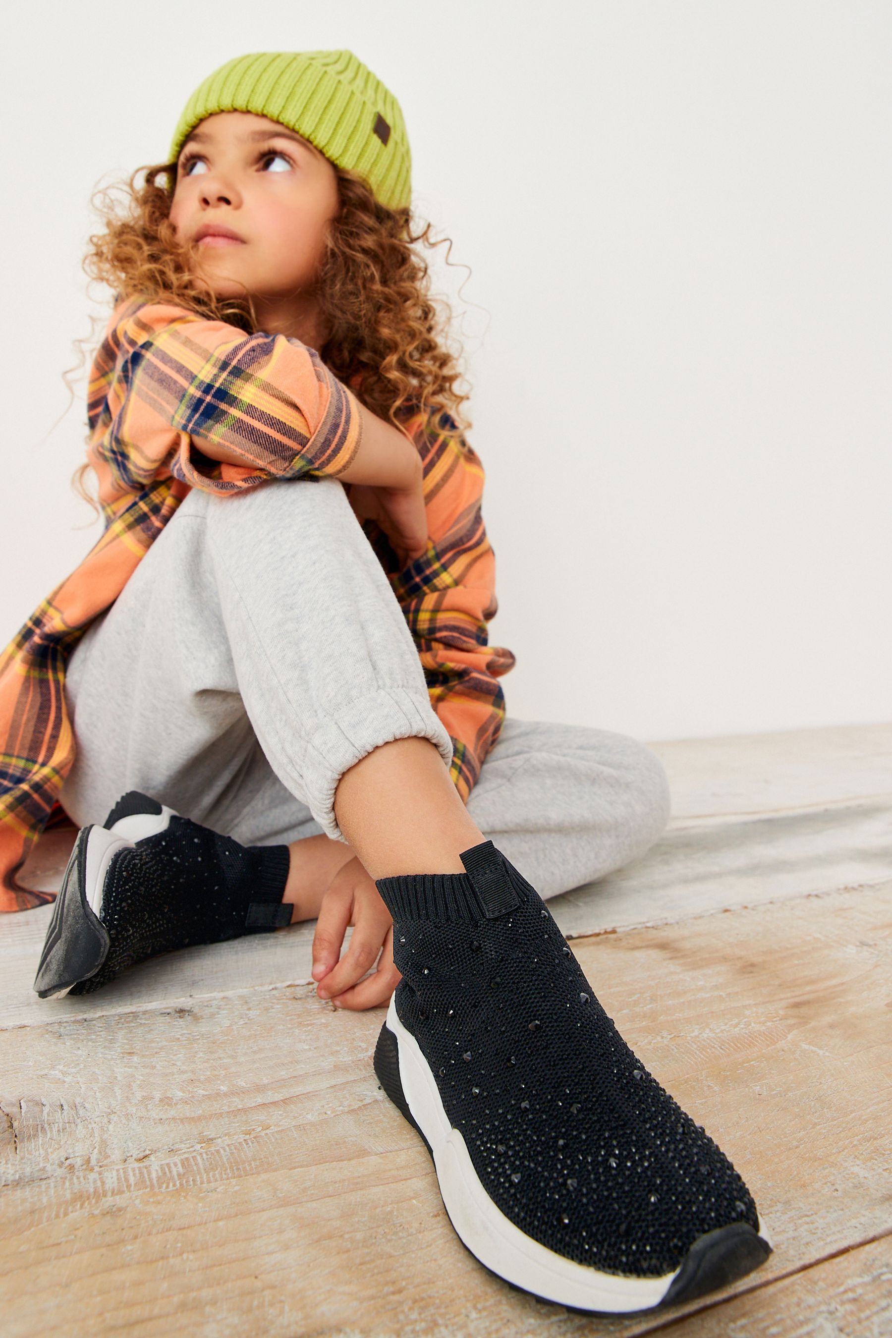 Buy Black Sparkle Sock Trainers from Next Luxembourg