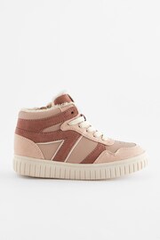 Pink Faux Fur Lace Up High Top Trainers - Image 2 of 5