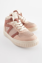 Pink Faux Fur Lace Up High Top Trainers - Image 4 of 5