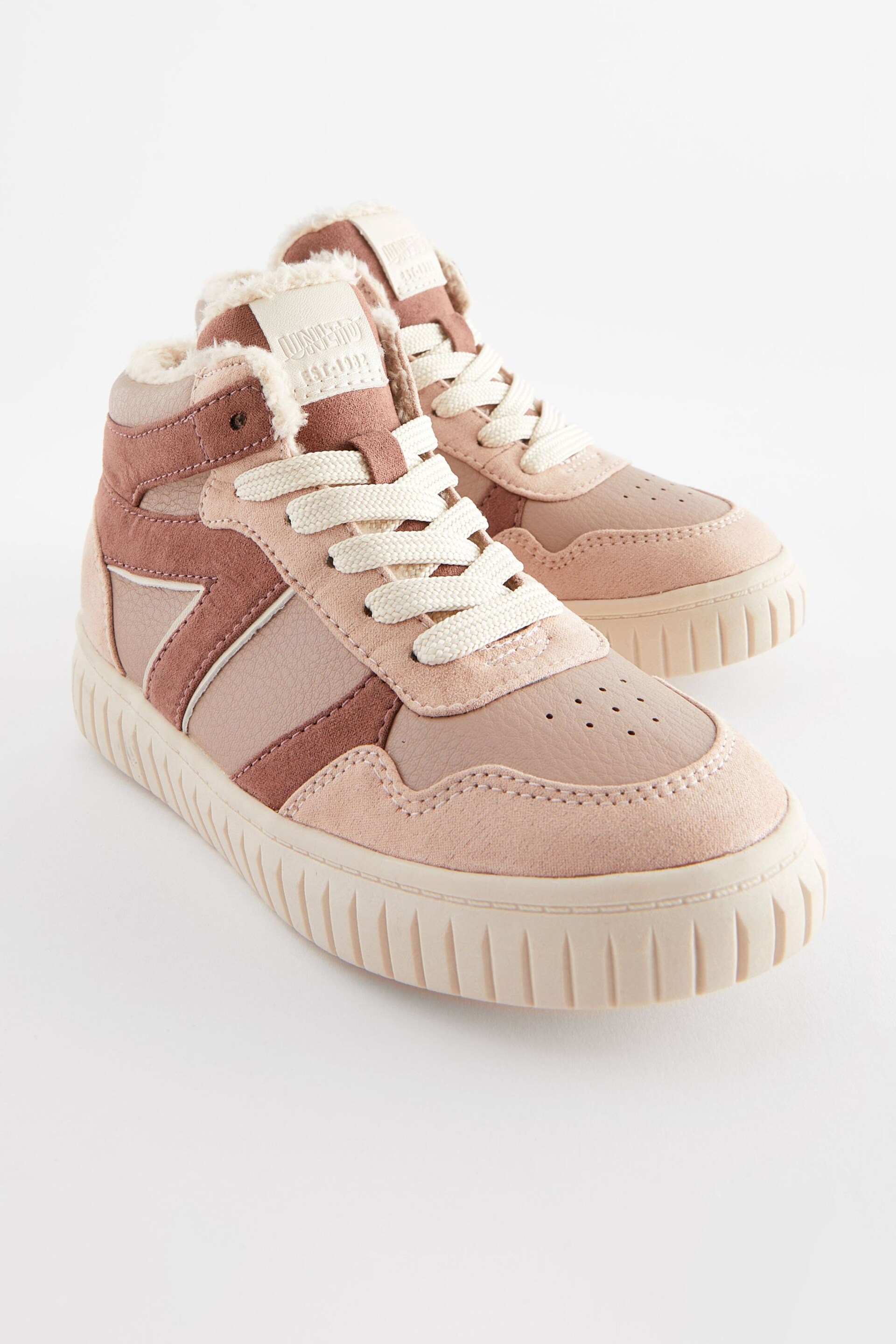 Pink Faux Fur Lace Up High Top Trainers - Image 4 of 5