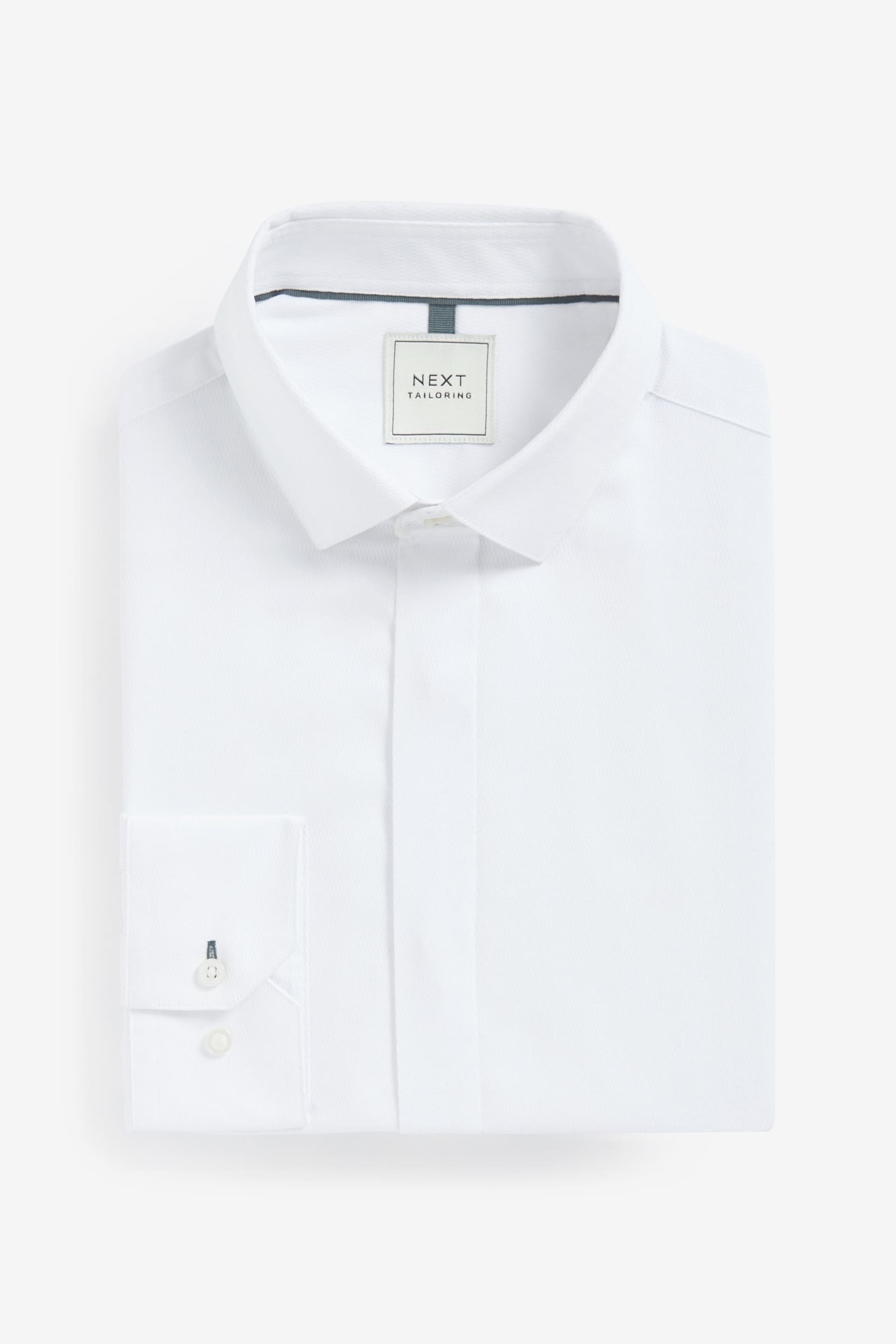 White Slim Fit Concealed Placket Shirt - Image 5 of 6