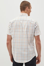 Cream/Blue Tattersall Check Easy Iron Button Down Oxford Shirt - Image 3 of 6