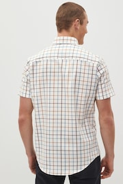 Cream/Blue Tattersall Check Easy Iron Button Down Oxford Shirt - Image 6 of 6