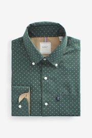 Dark Green Printed Slim Fit Easy Iron Button Down Oxford Shirt - Image 6 of 8