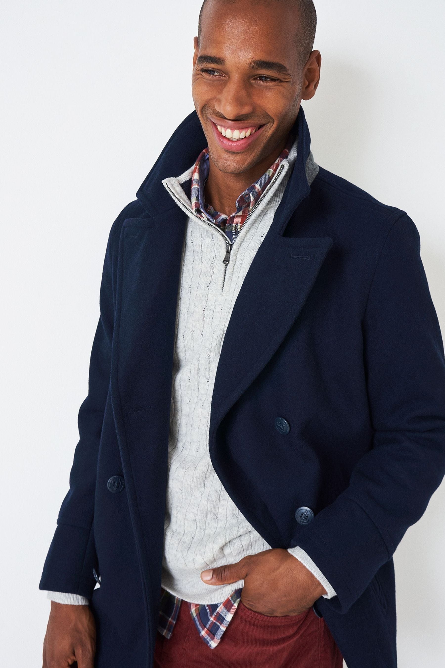 Navy blue casual coat deals