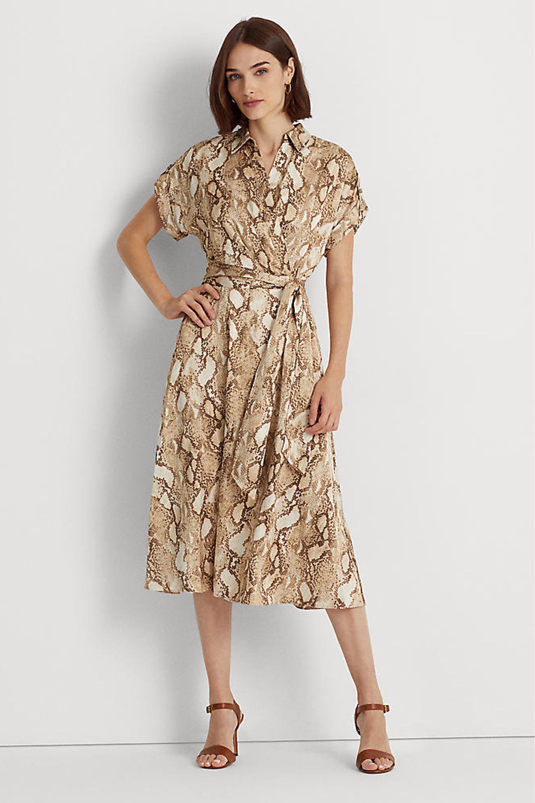 Buy Lauren Ralph Lauren Snakeskin Animal Print Satin Dress from Next Luxembourg