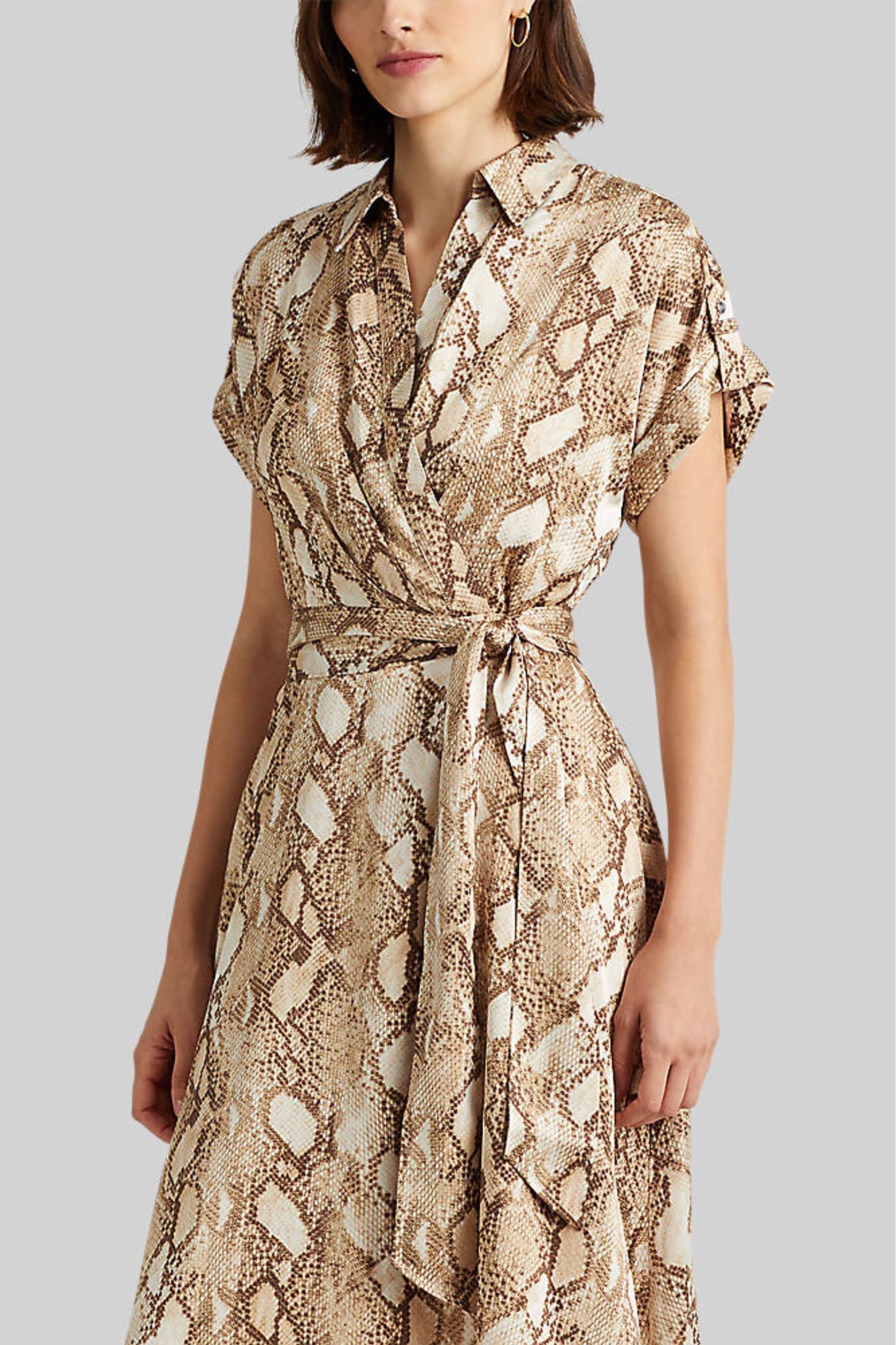 Buy Lauren Ralph Lauren Snakeskin Animal Print Satin Dress from Next Luxembourg