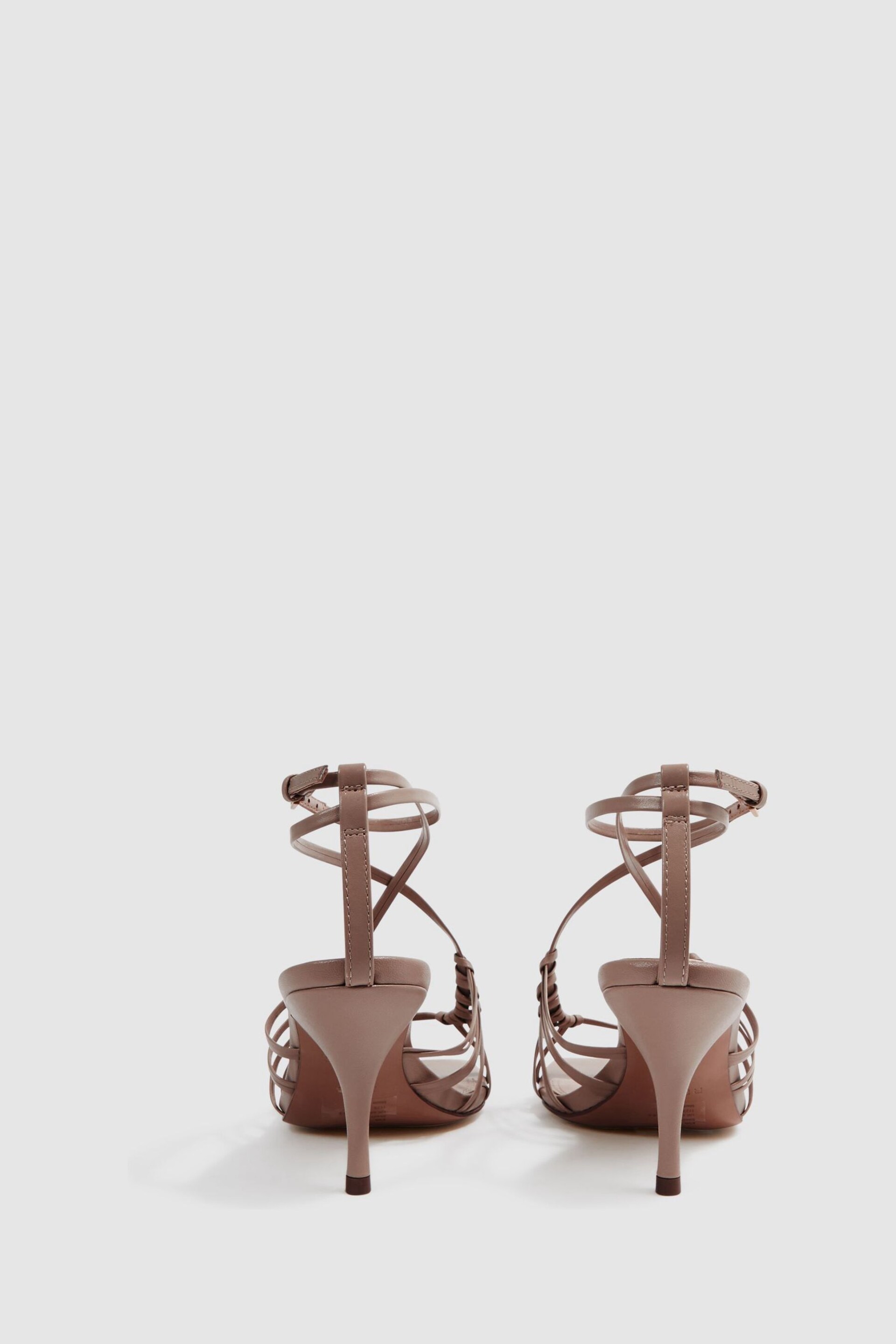 Reiss Taupe Eva Leather Strappy Heels - Image 3 of 4