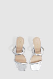 Reiss Silver Emery Leather Double Strap Heels - Image 3 of 5