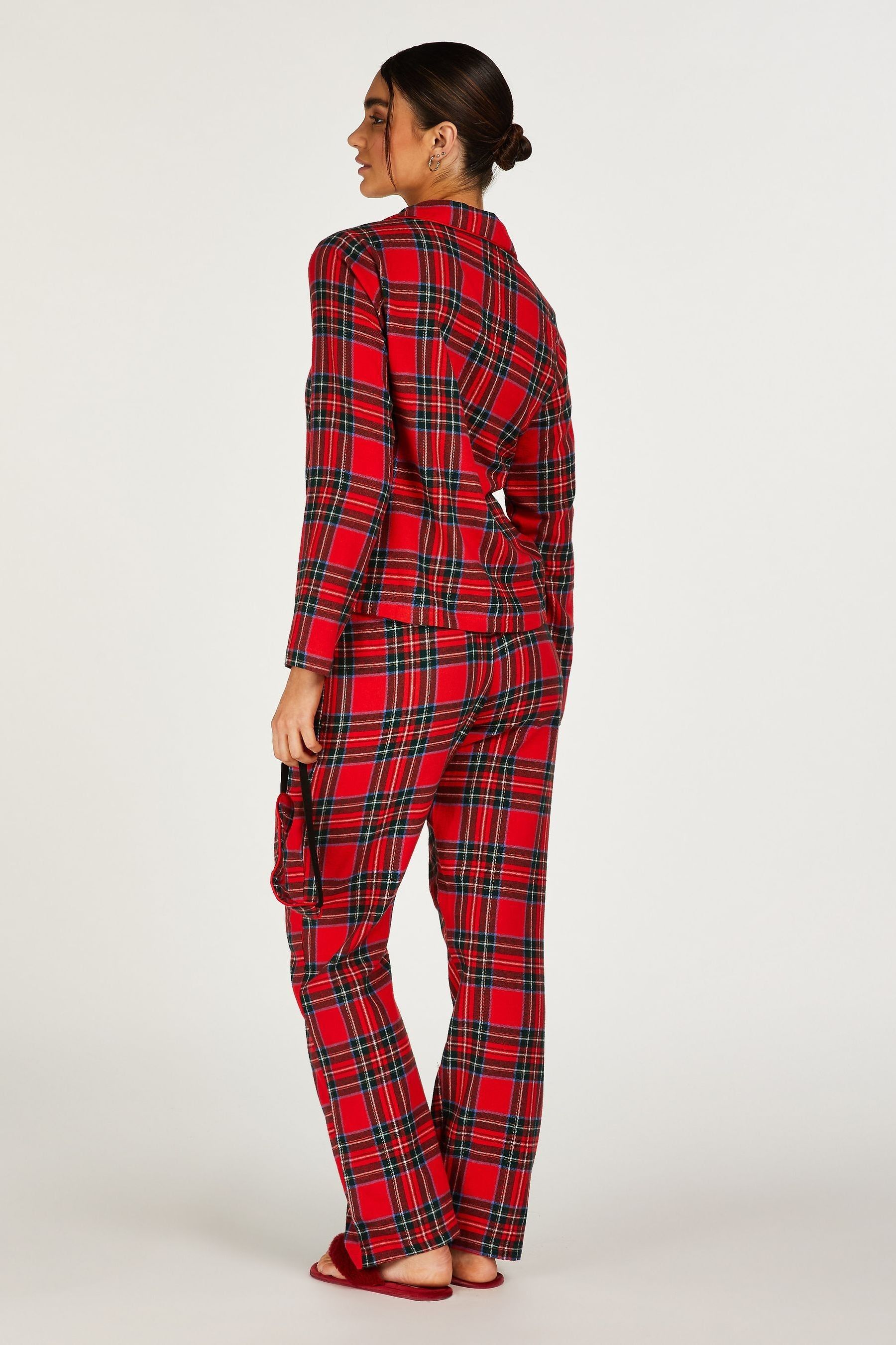 Buy Hunkemoller White Twill Check Pyjama Set Sleep Mask from Next Luxembourg