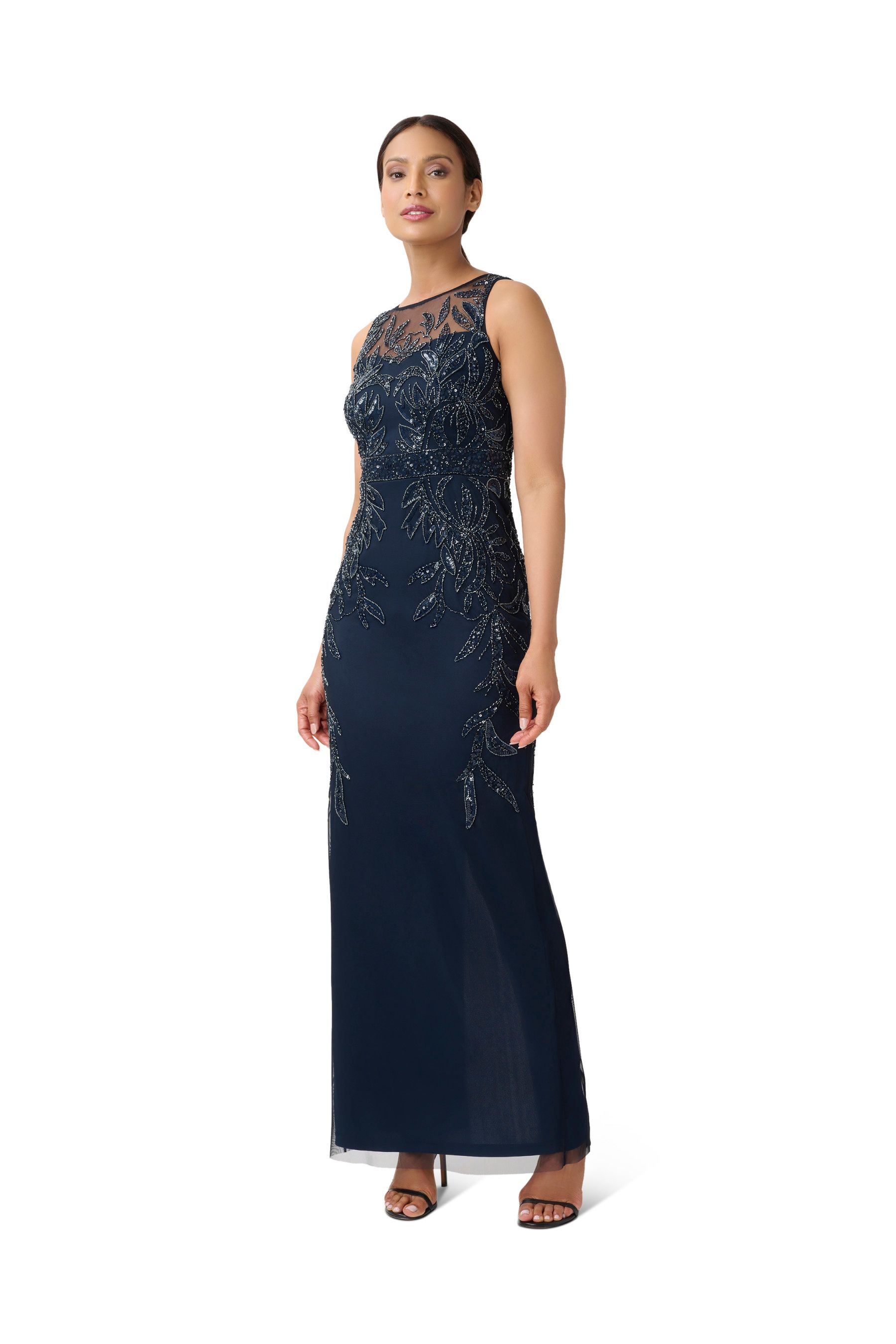 Buy Adrianna Papell Blue Papell Studio Beaded Column Gown from Next Luxembourg