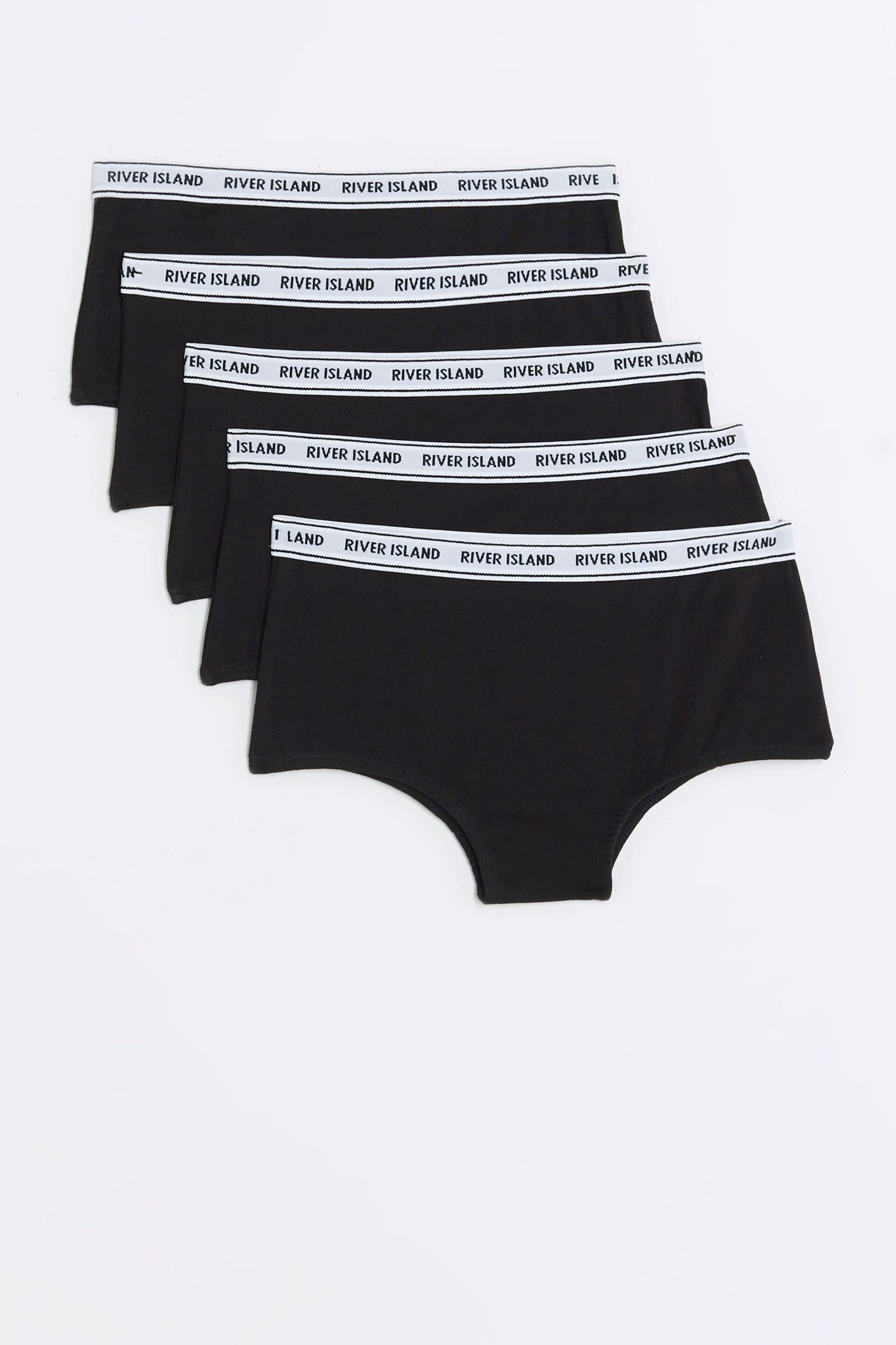 River Island Black Girls Hipster Briefs 5 Pack - Image 1 of 3