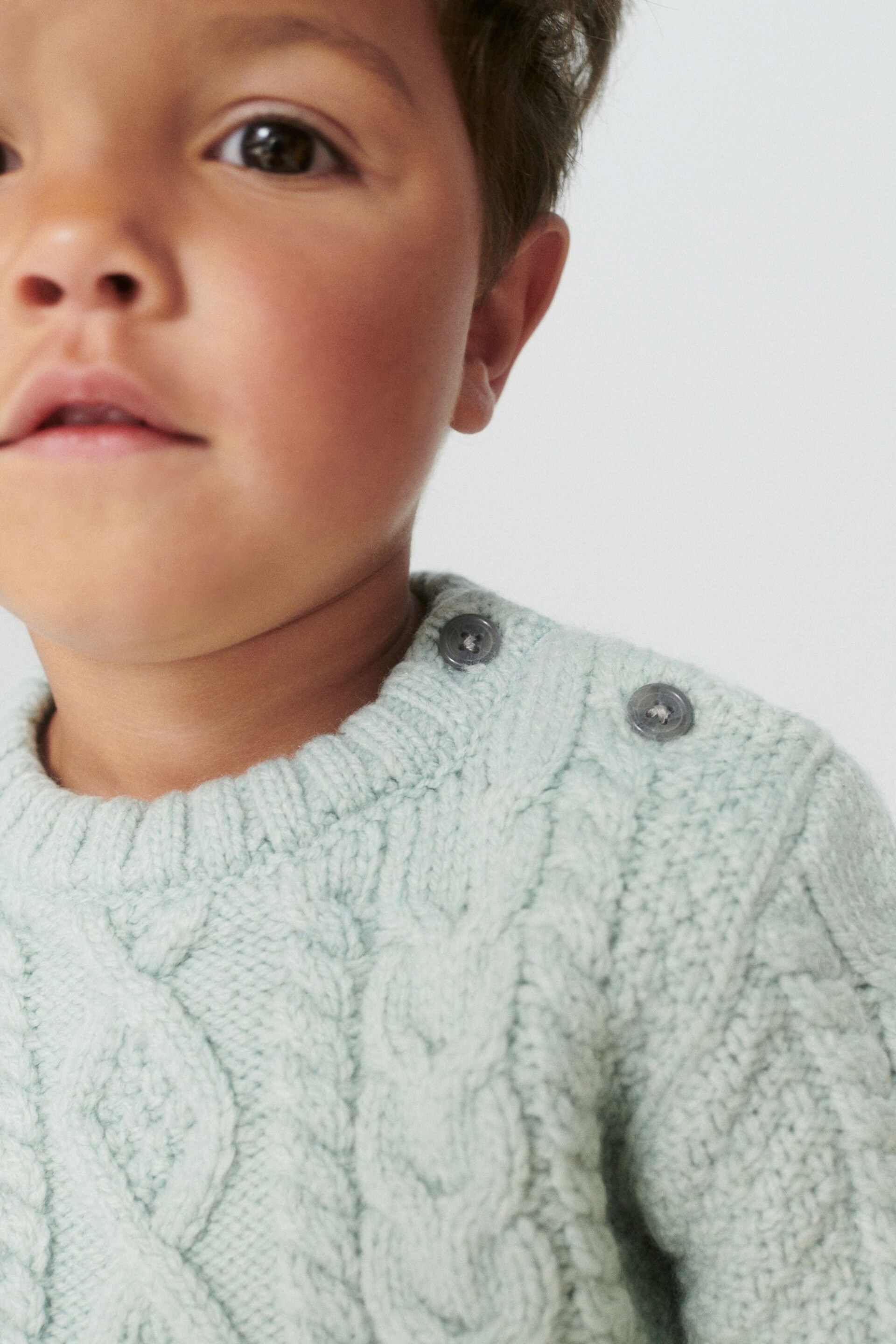 Mineral Green Cable Crew Jumper (3mths-7yrs) - Image 4 of 6