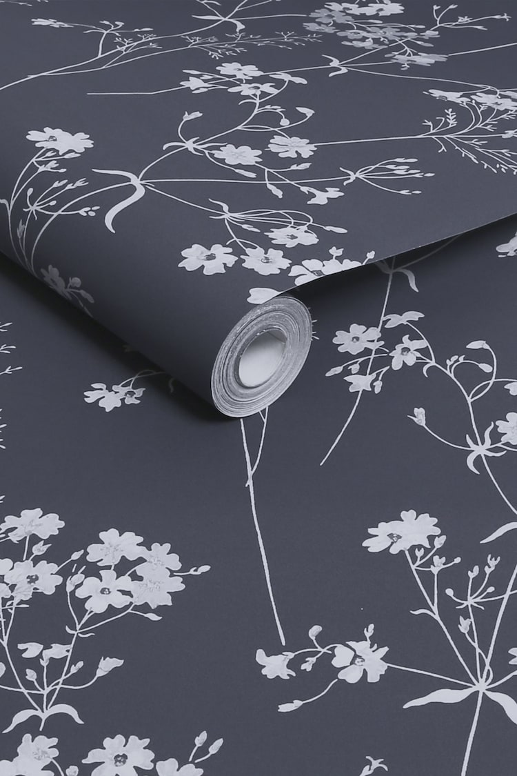 Navy Blue Leaf 10M Wallpaper Wallpaper - Image 4 of 4