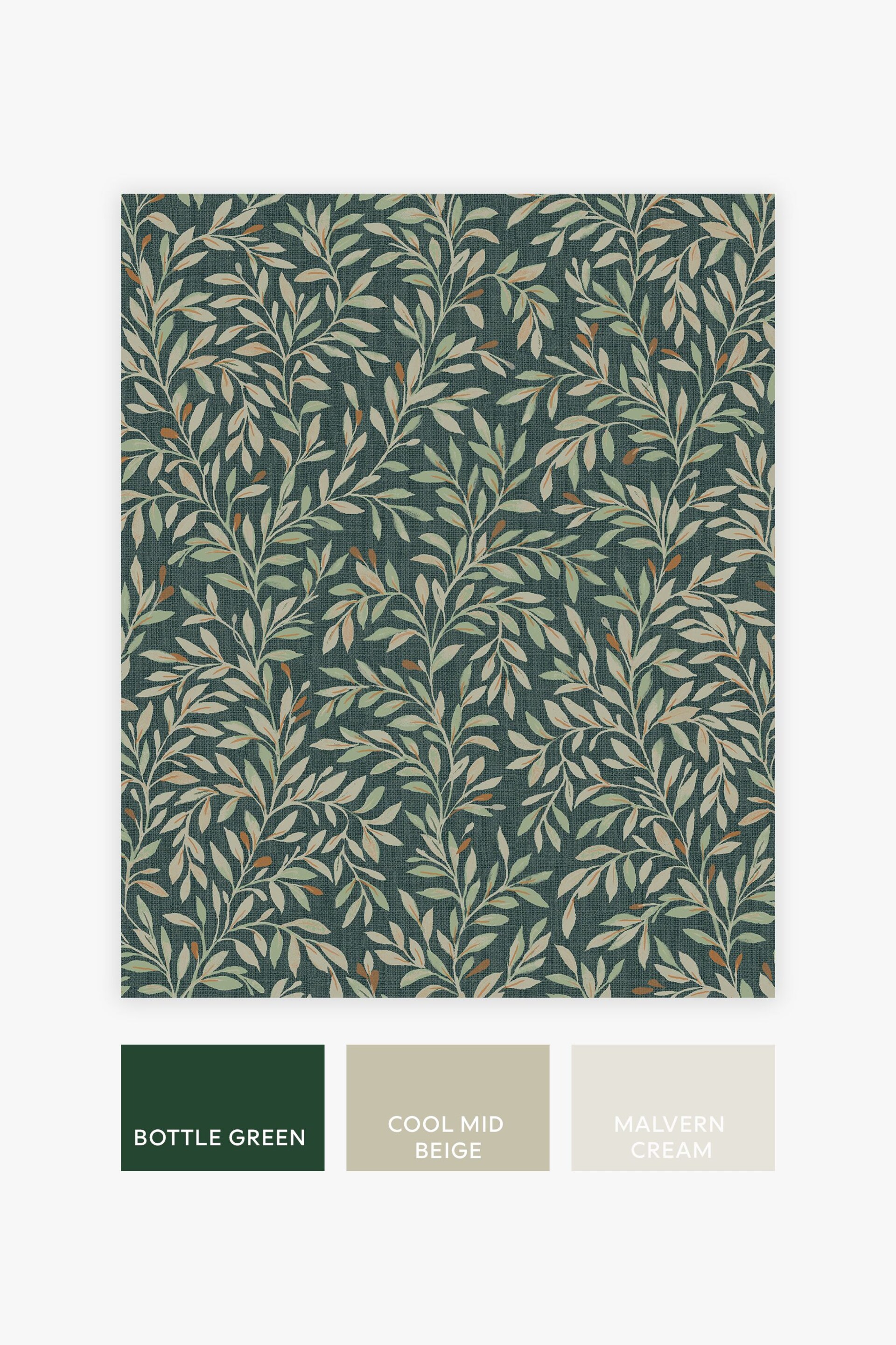 Emerald Green Ditsy Leaf Wallpaper - Image 2 of 4