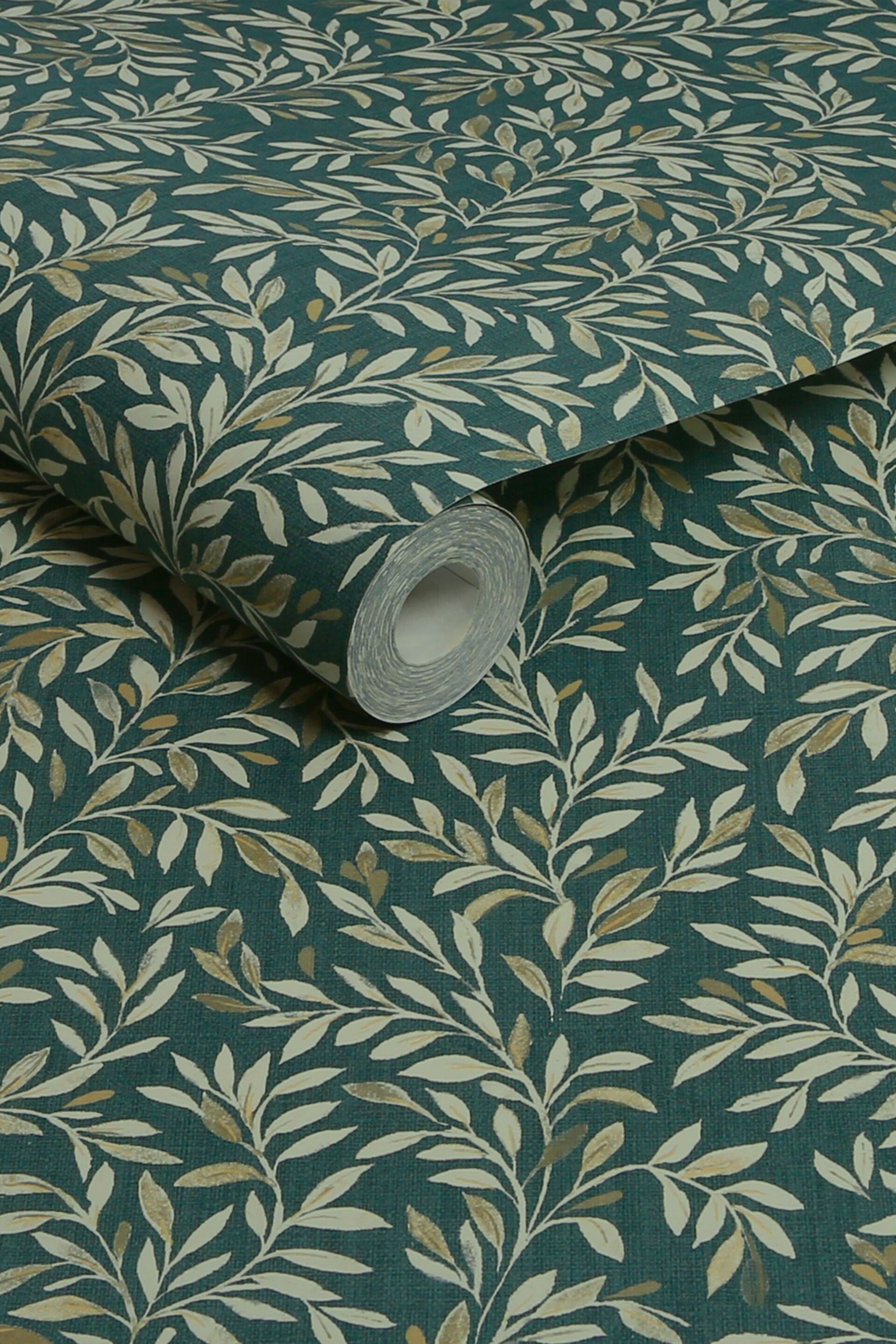 Emerald Green Ditsy Leaf Wallpaper - Image 4 of 4