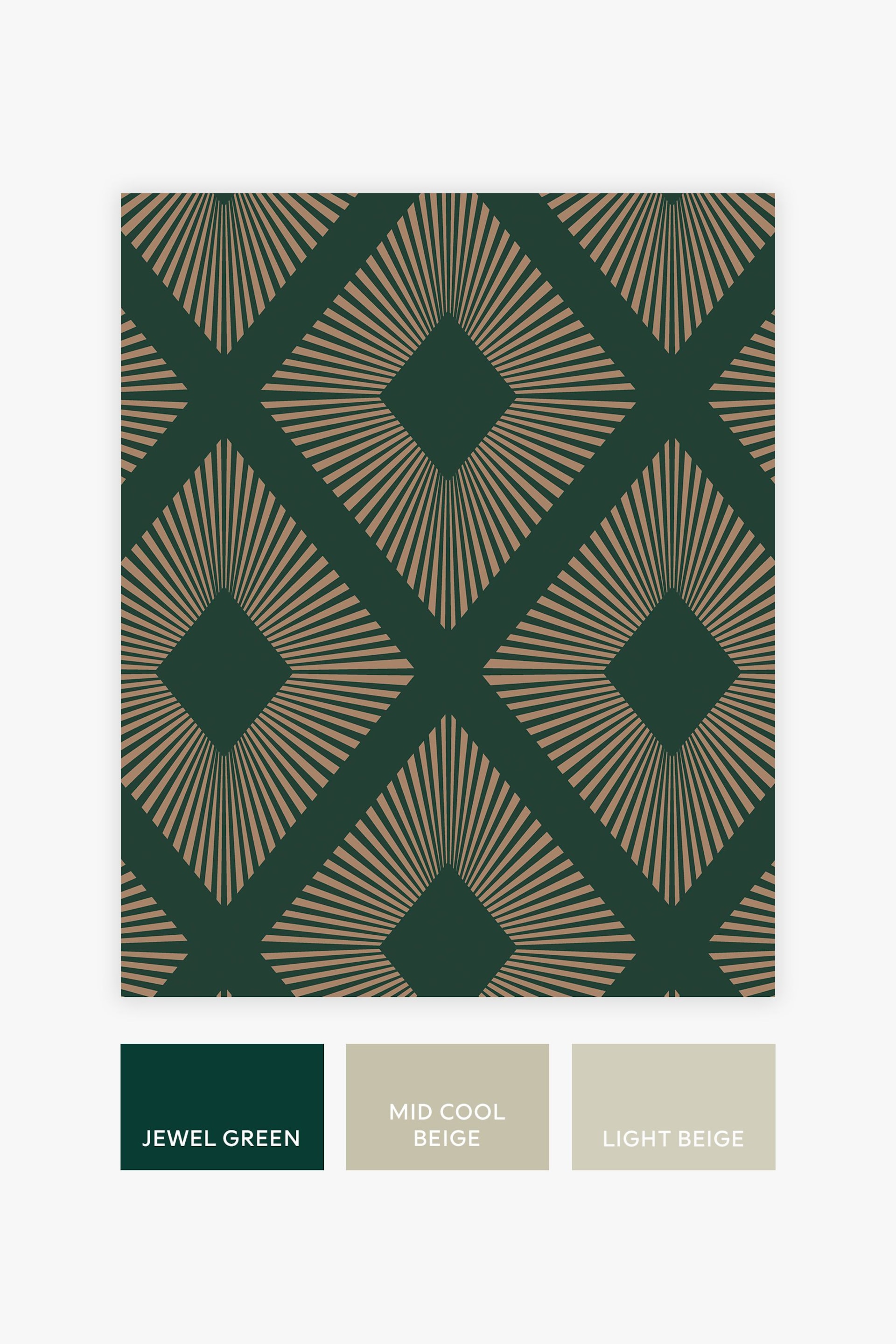 Emerald Green Deco Triangle Wallpaper - Image 2 of 4
