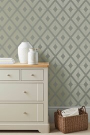 Sage Green Deco Triangle Wallpaper - Image 1 of 4