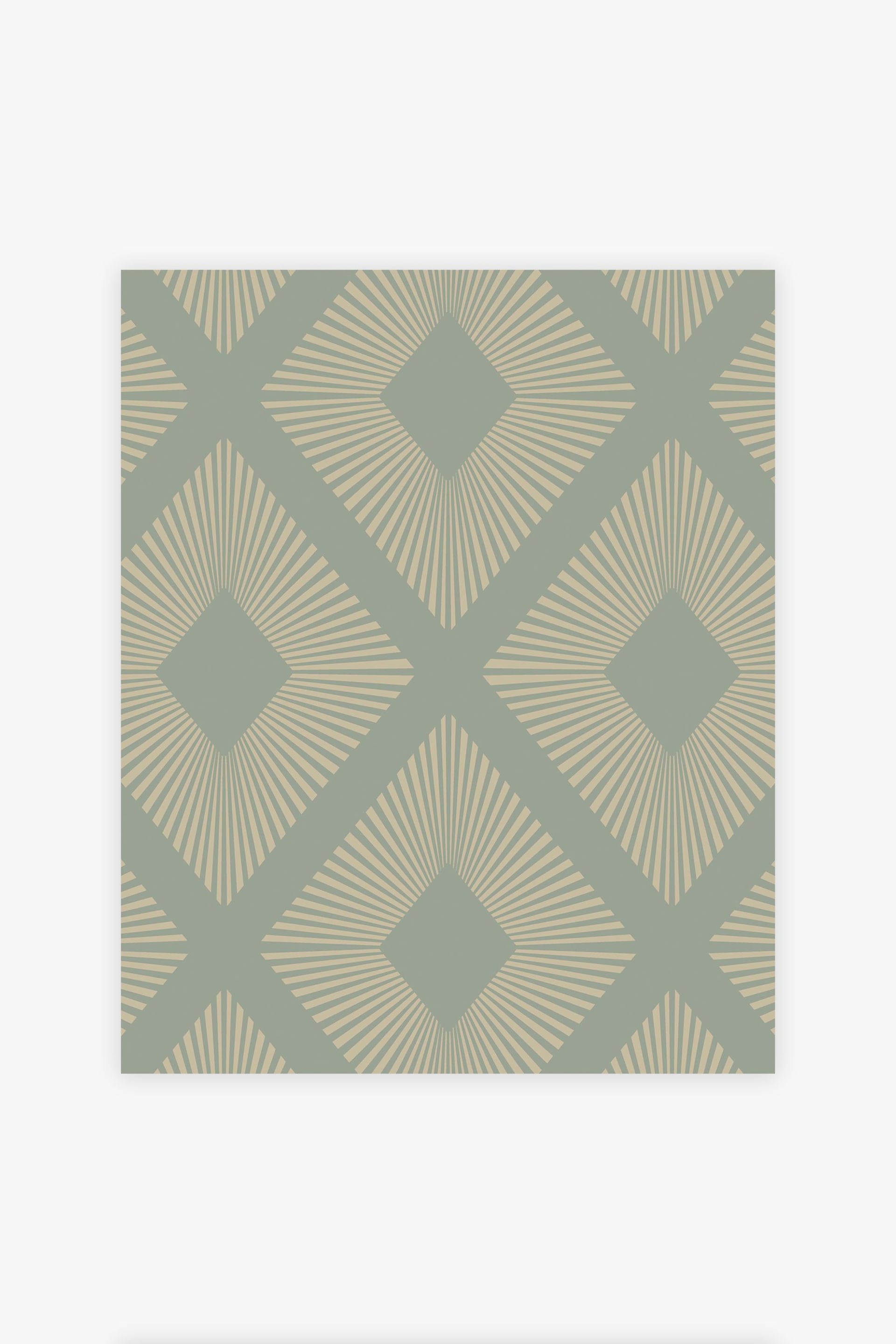 Sage Green Deco Triangle Wallpaper - Image 3 of 4
