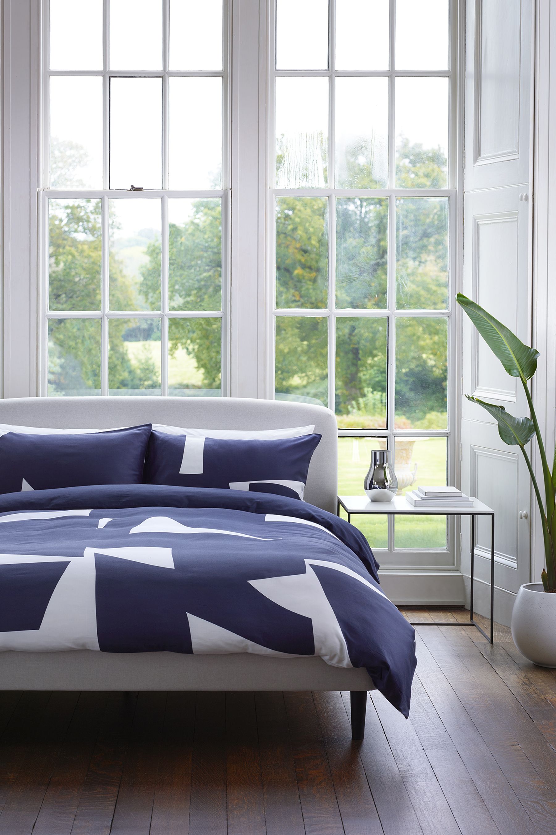 Jasper Conran Set of 2 Blue 300 Thread Count Satin Weave 100 Cotton Pillowcases