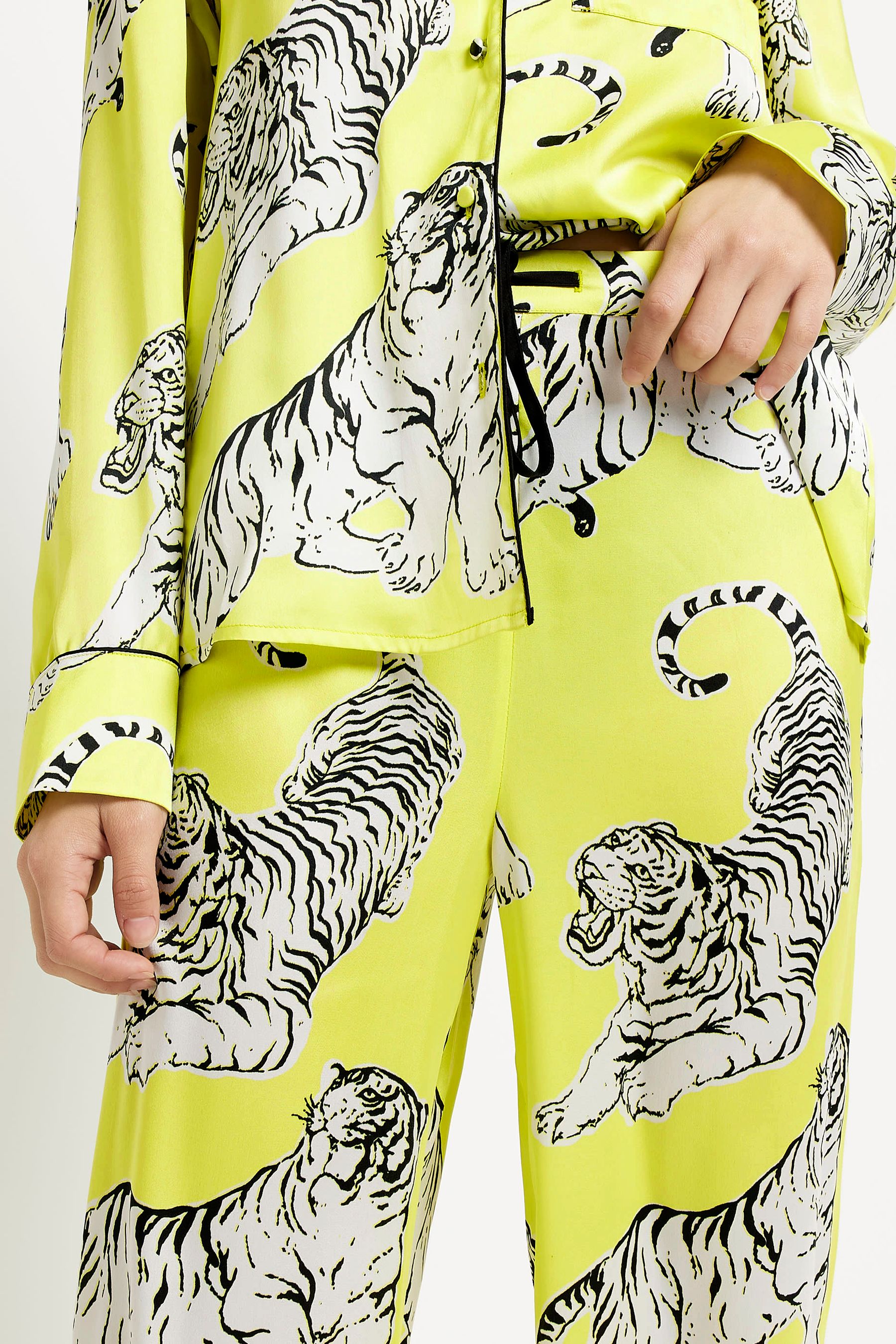 Buy River Island Green Tiger Print PJ Trousers from Next Luxembourg