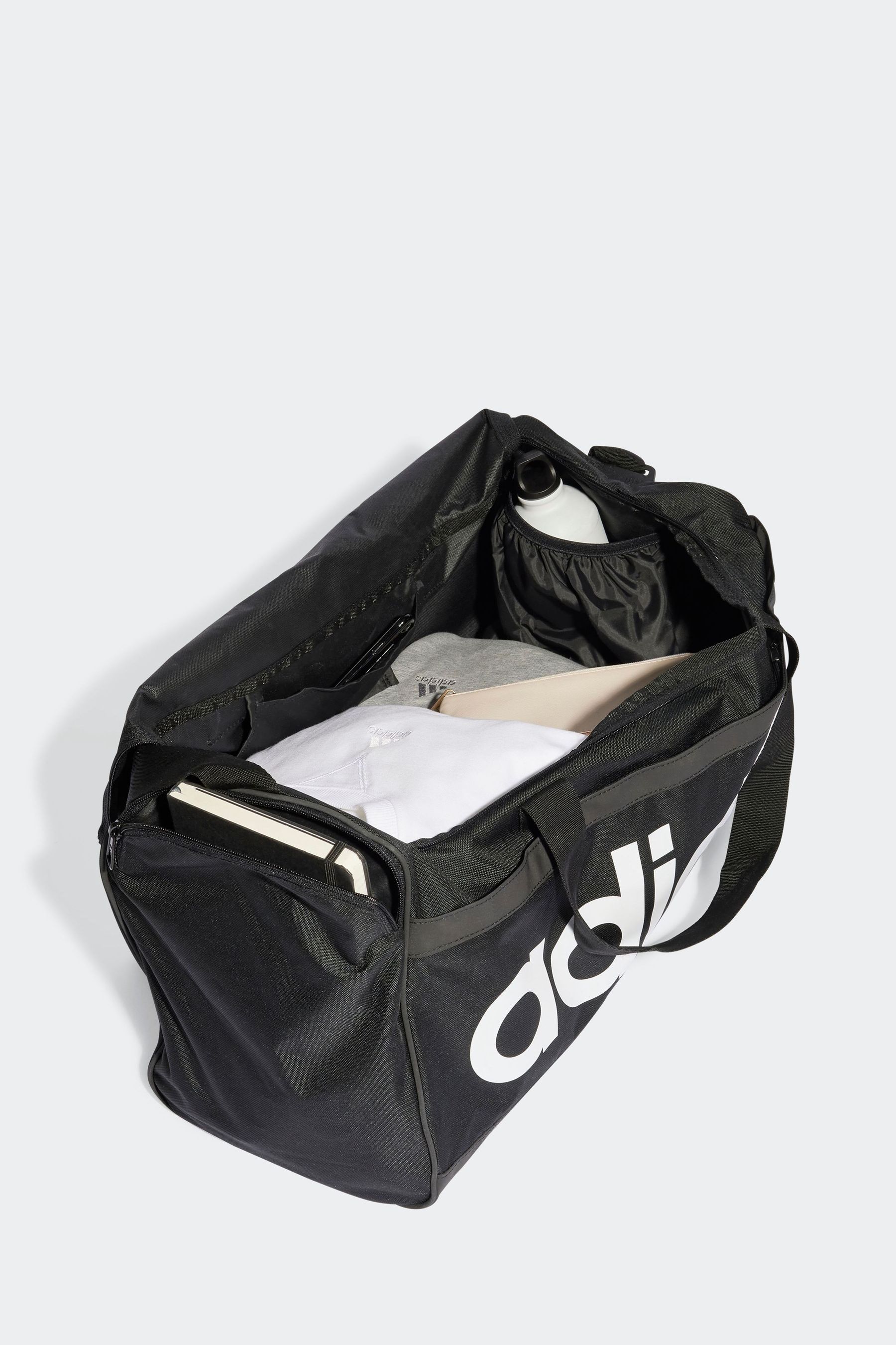 adidas Black Medium Essentials Linear Duffel Bag