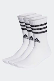 adidas Dove White 3-Stripe Crew Length Socks 3 Pack - Image 1 of 1