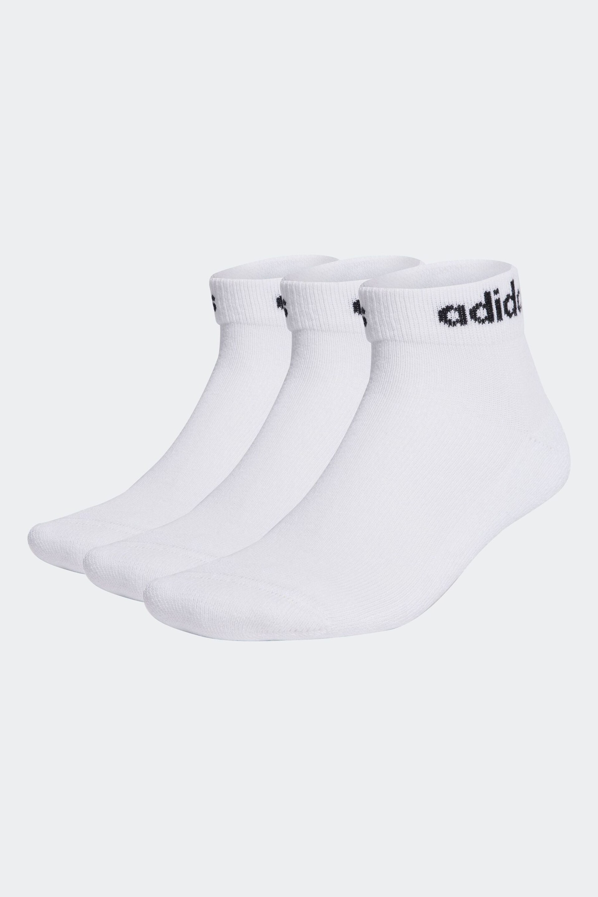adidas White Linear Ankle Cushioned Socks 3 Pairs - Image 1 of 1