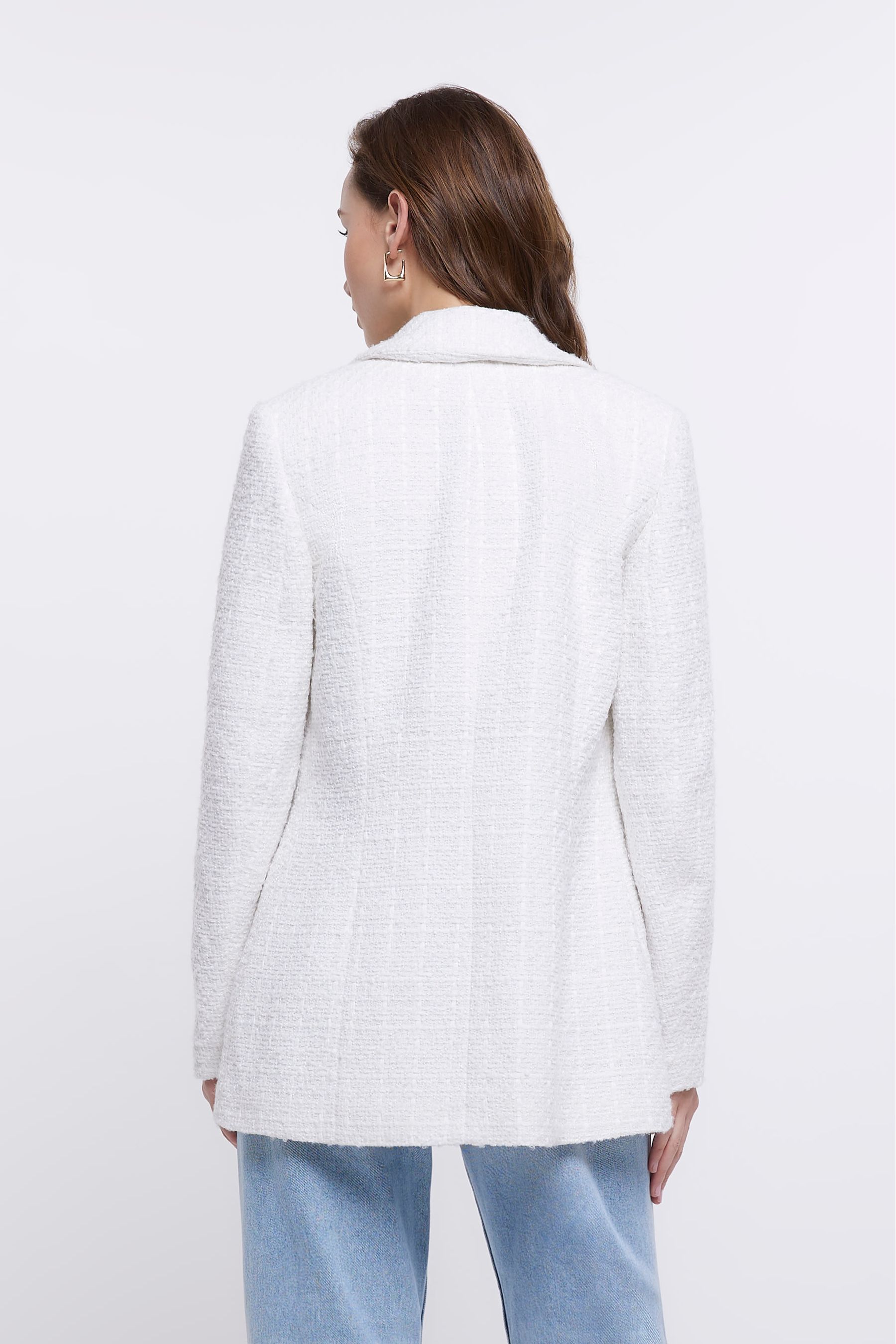 River island white boucle jacket new arrivals