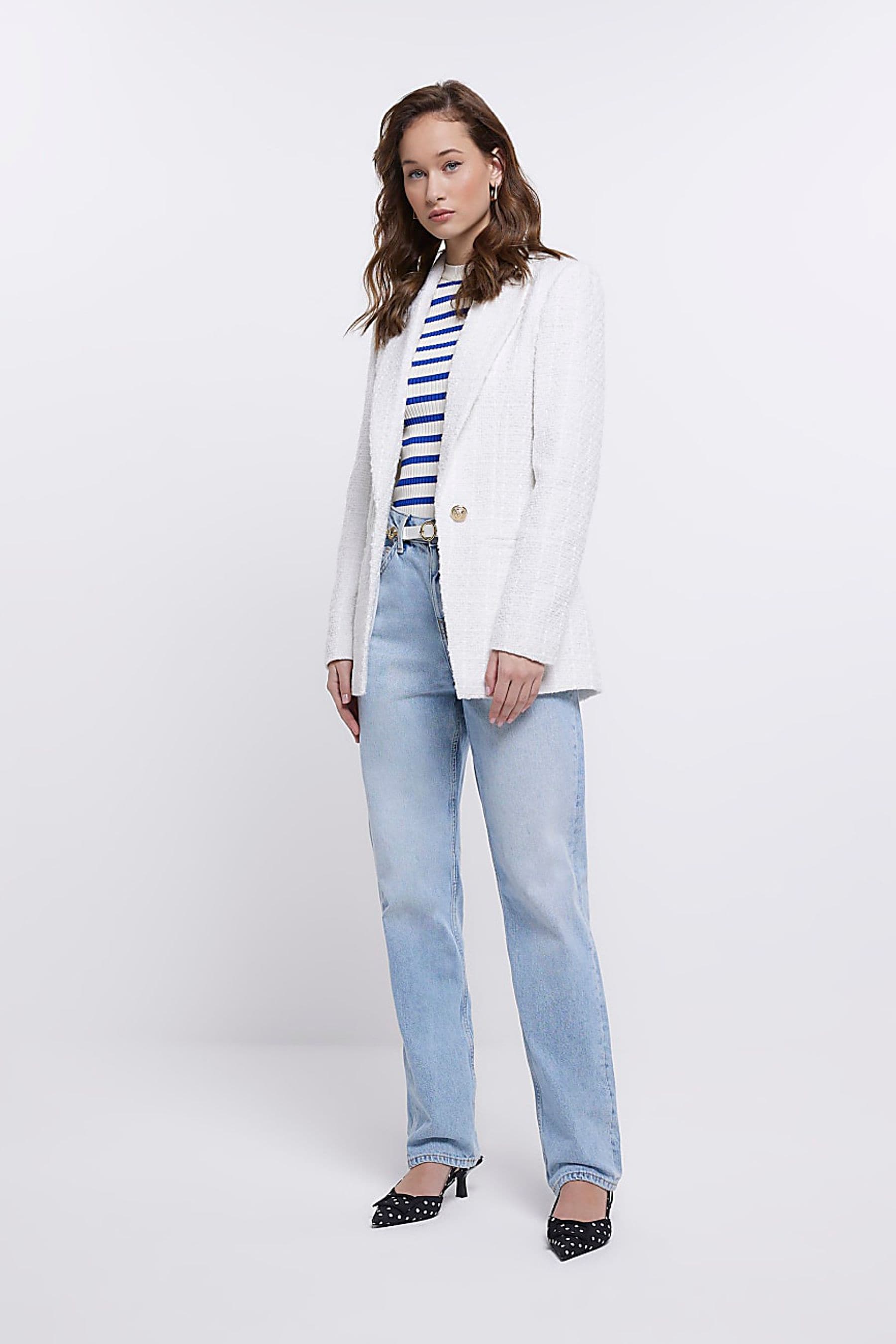 River island white boucle jacket deals