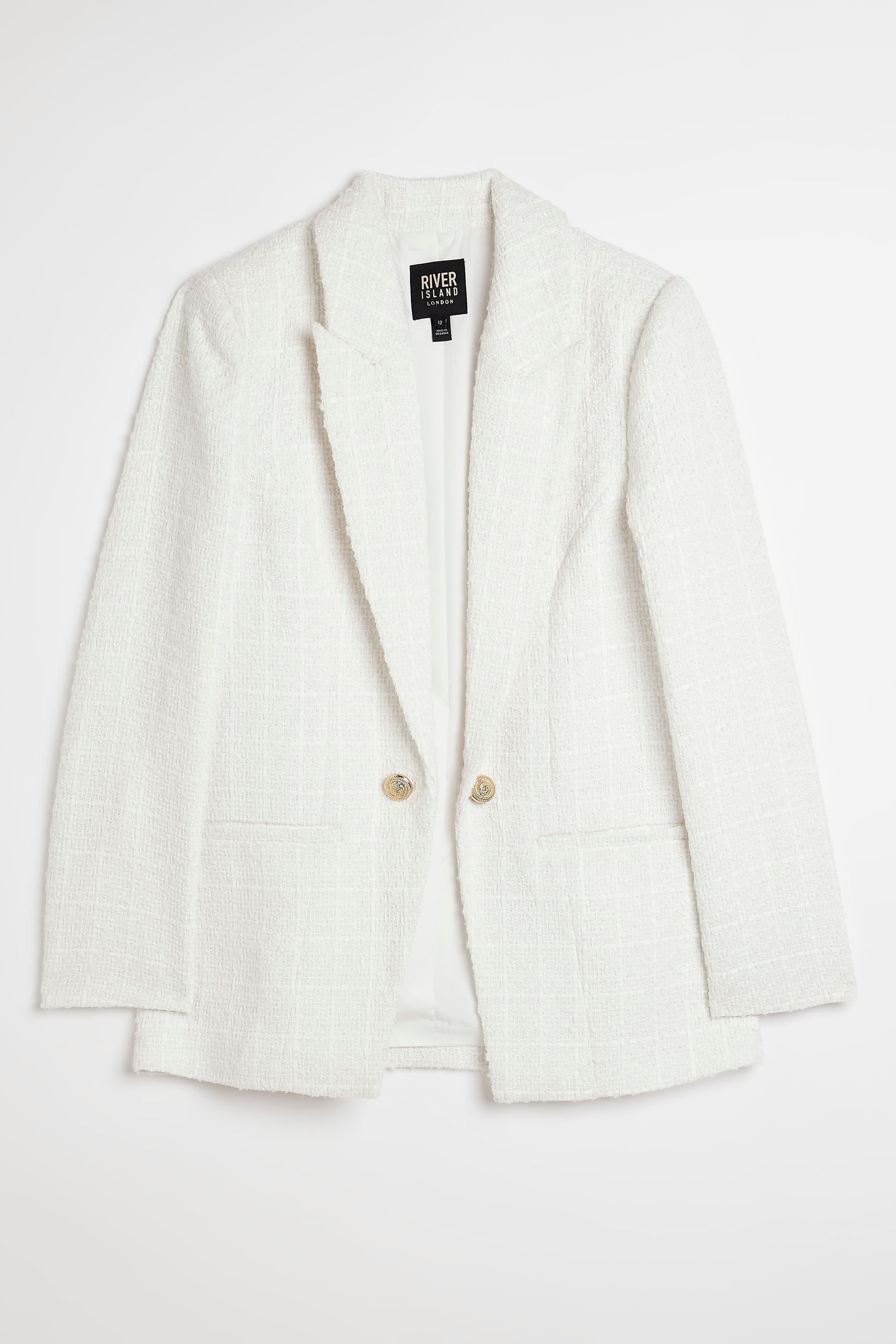 Buy River Island White Boucle Blazer from Next Luxembourg