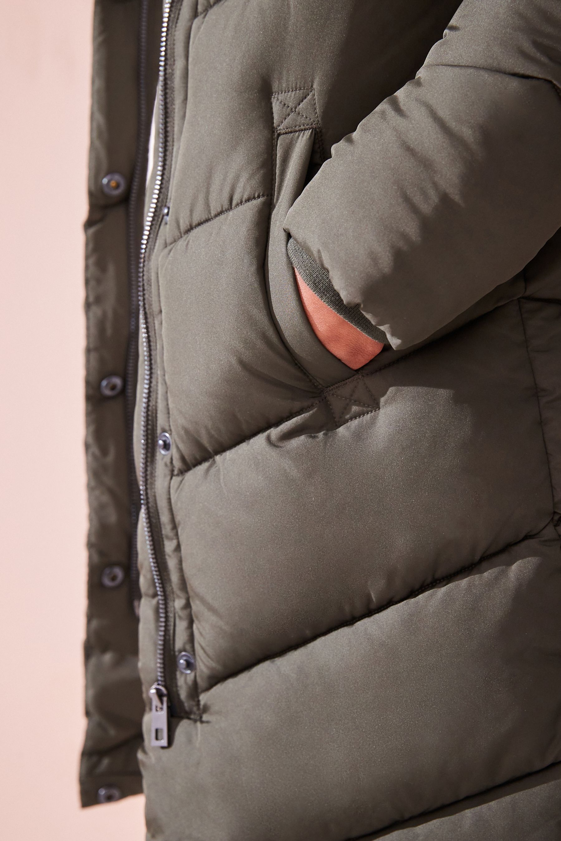 Buy Khaki Green Regular Length Shower Resistant Faux Fur Lined Hooded Padded Coat 3 16yrs from Next Canada