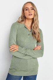 Long Tall Sally Green Button Polo Neck Jumper - Image 4 of 4