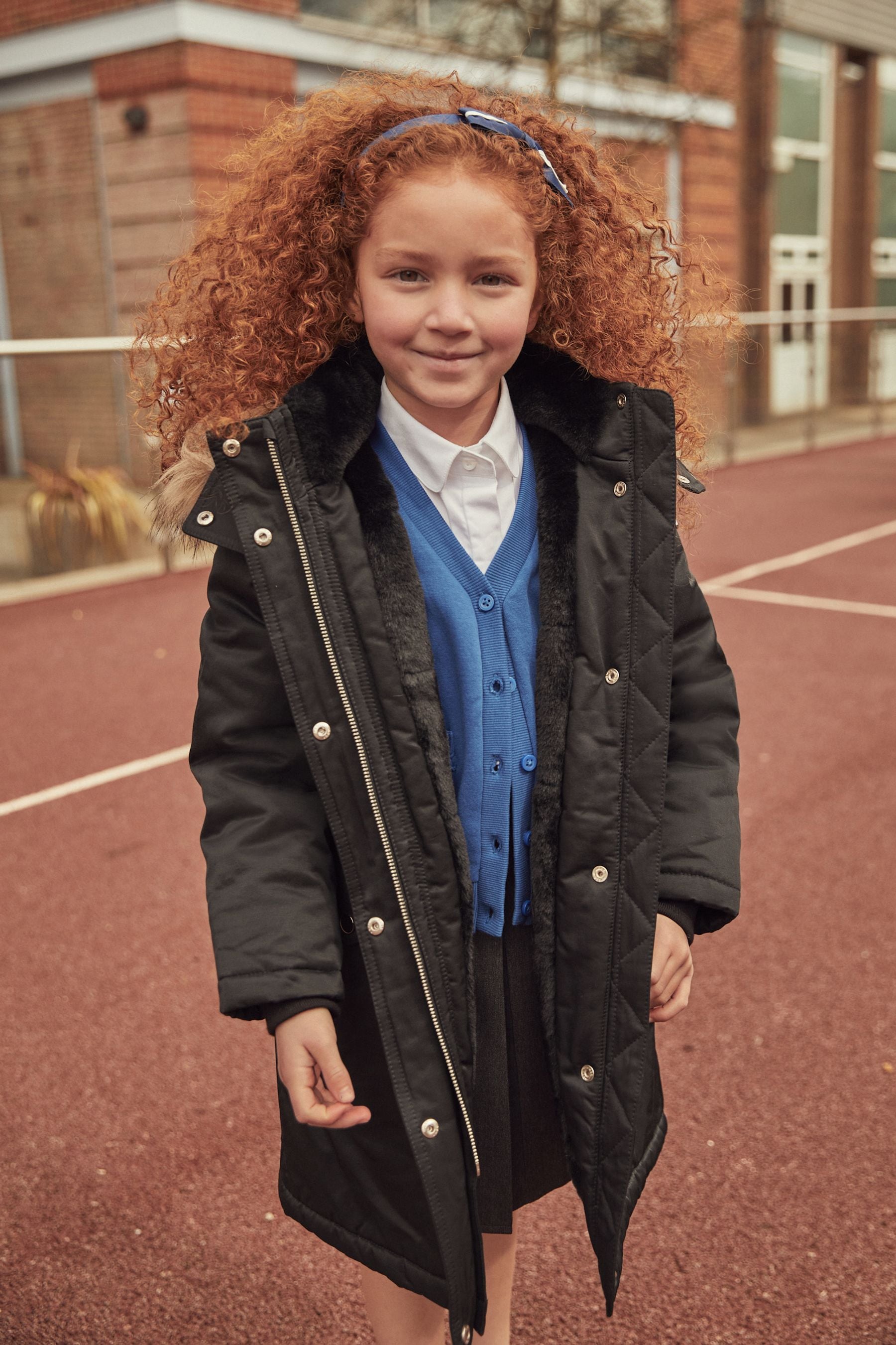 Faux fur trim parka top
