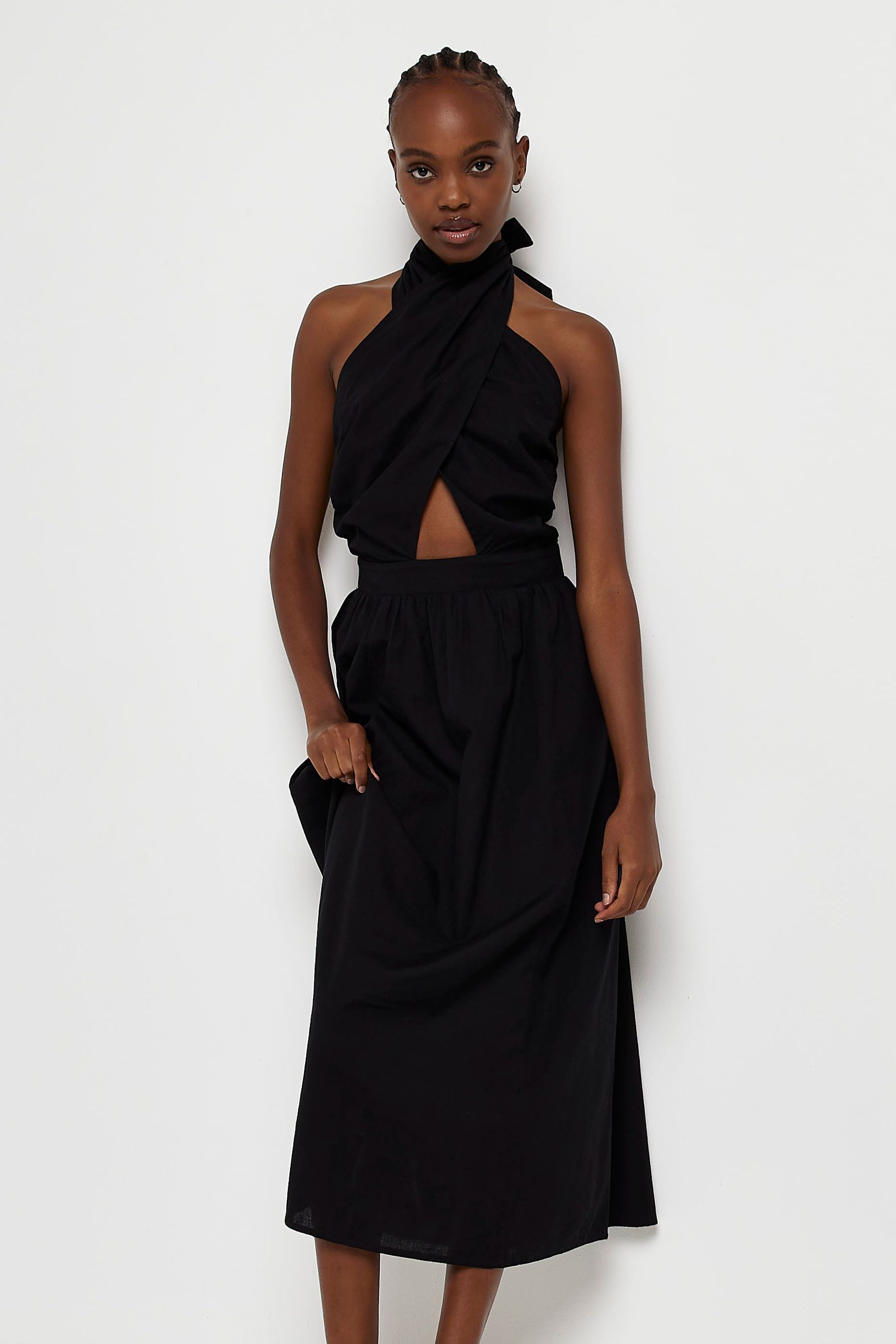 Buy River Island Black Halter Neck Midi Dress from Next Luxembourg