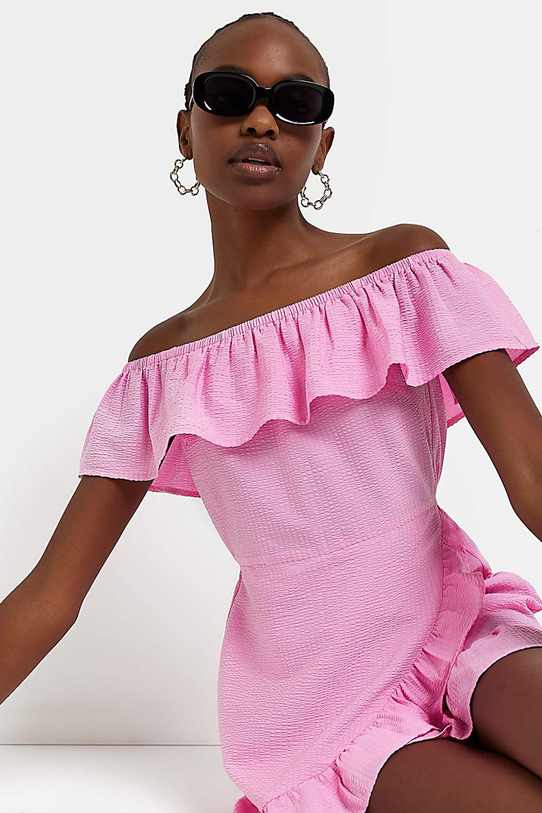 Pink bardot playsuit cheap