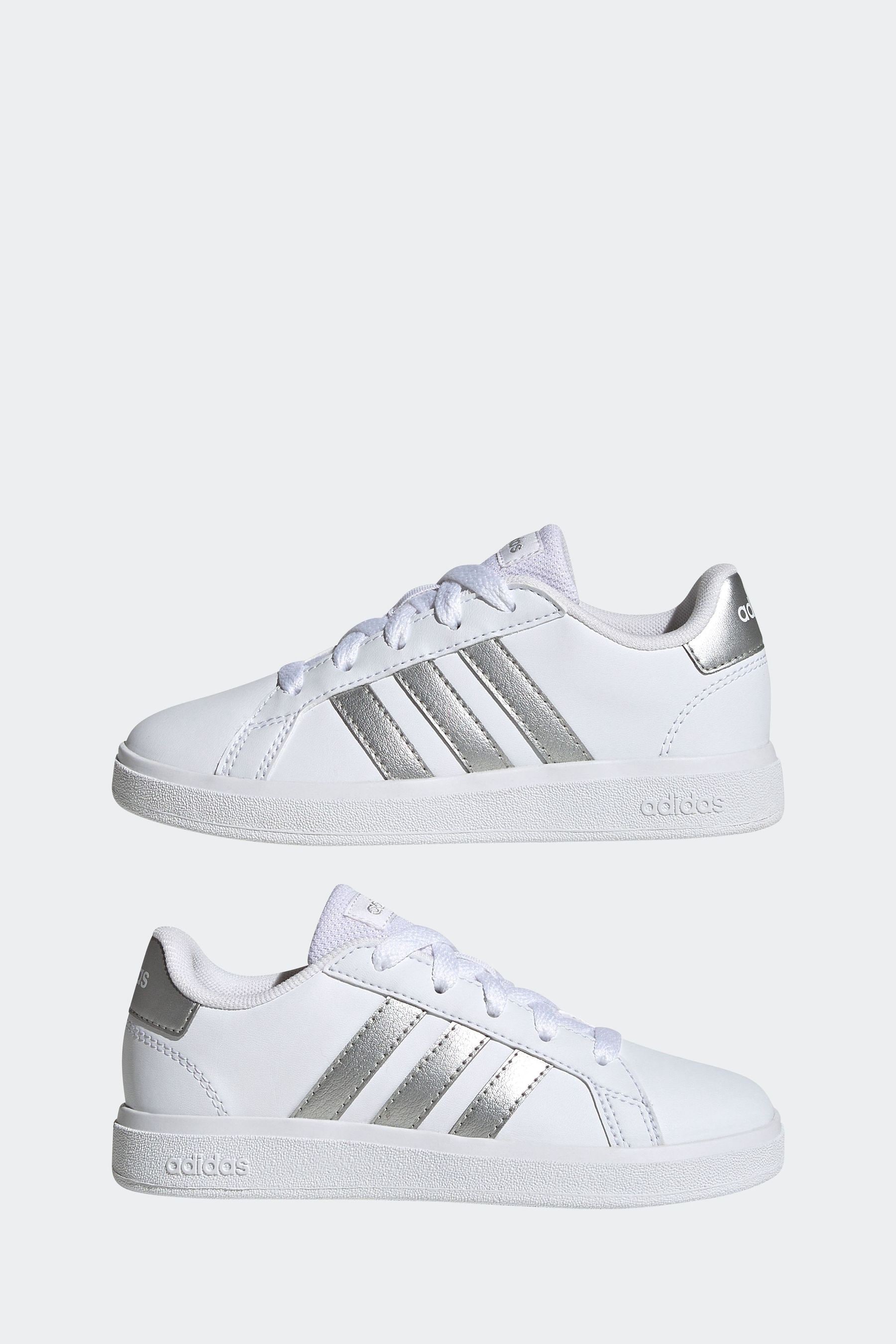 Buy adidas White Silver Kids Sportswear Grand Court Lifestyle Tennis Lace Up Trainers from Next USA