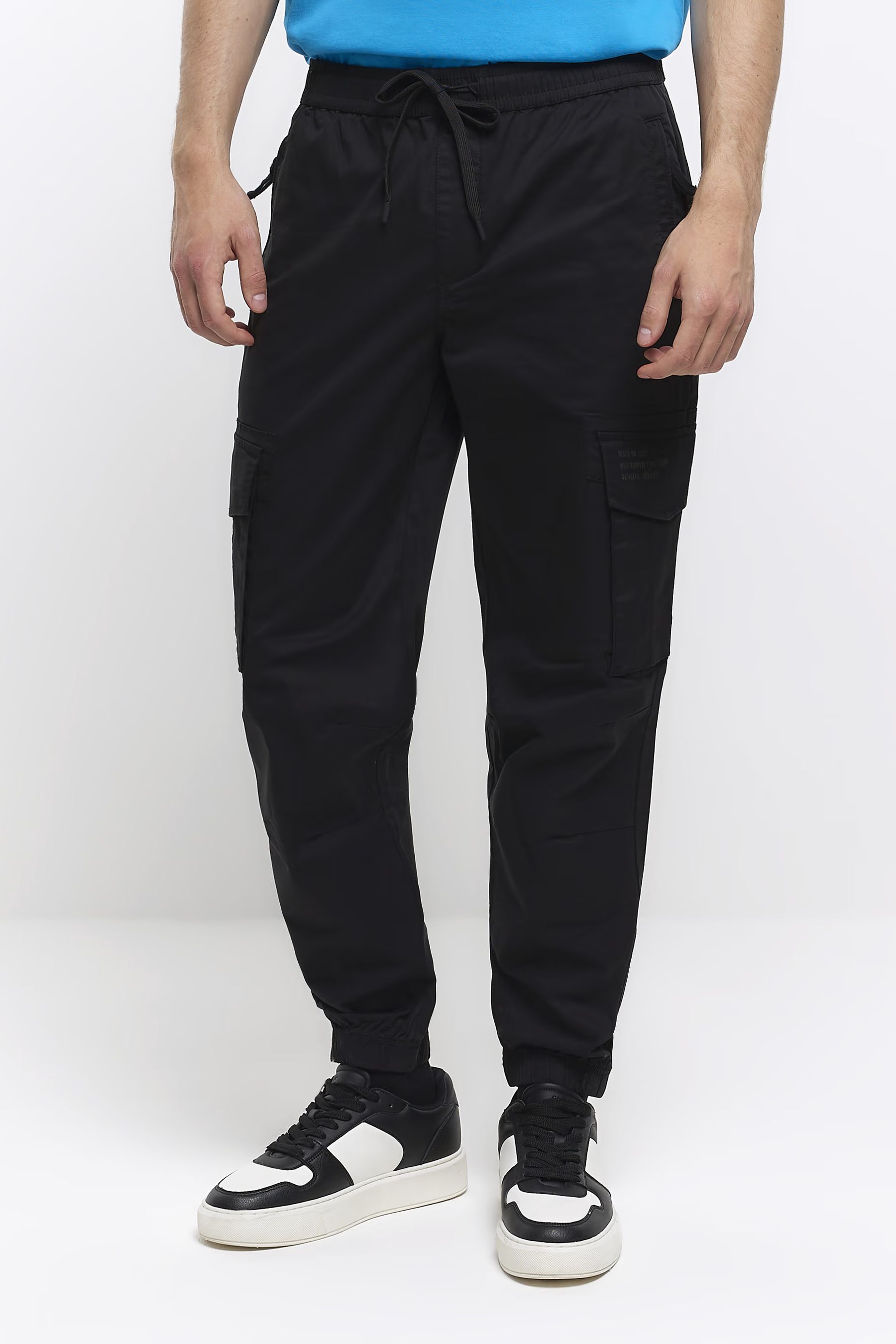 Buy River Island Black Slim Fit Elasticated Cargo Joggers from Next Lithuania