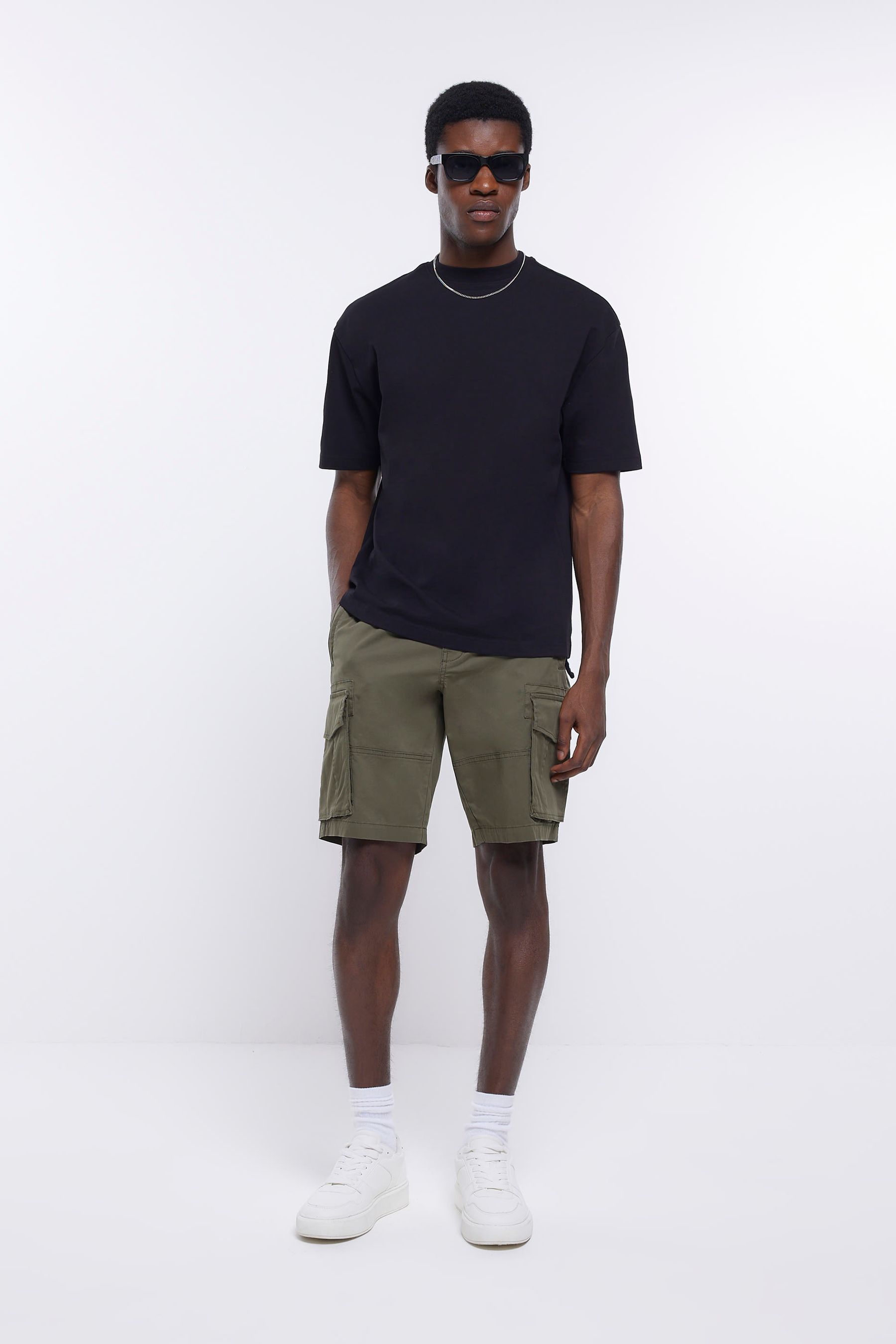 Buy River Island Dark Green Cargo Shorts from Next Luxembourg