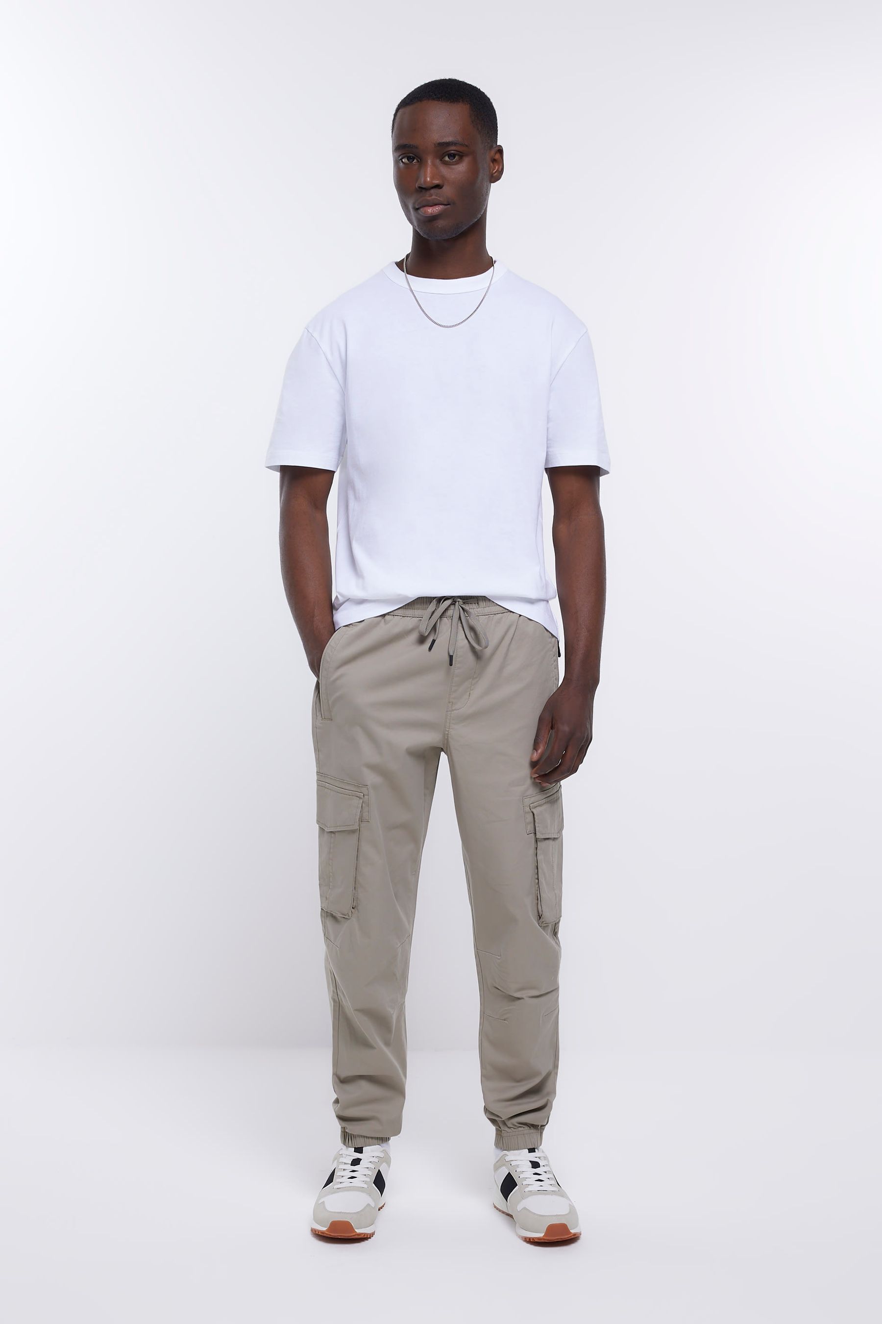 Buy River Island Grey Slim Fit Cargo Trousers from Next Luxembourg