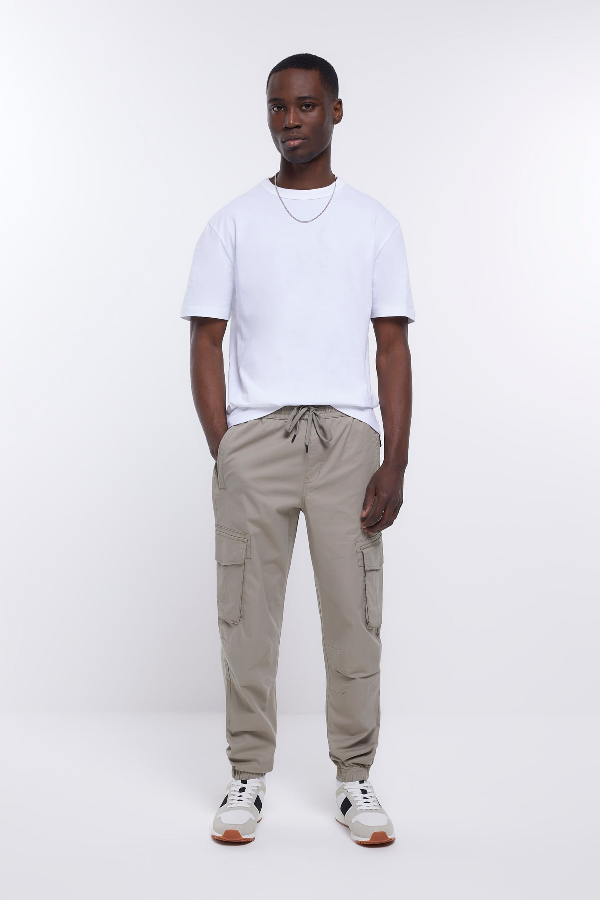 River Island Grey Slim Fit Cargo Trousers - Image 1 of 4