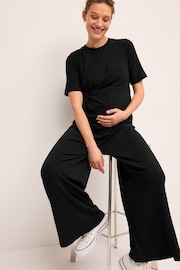 Black Ribbed Knot Side Jumpsuit - Image 3 of 7